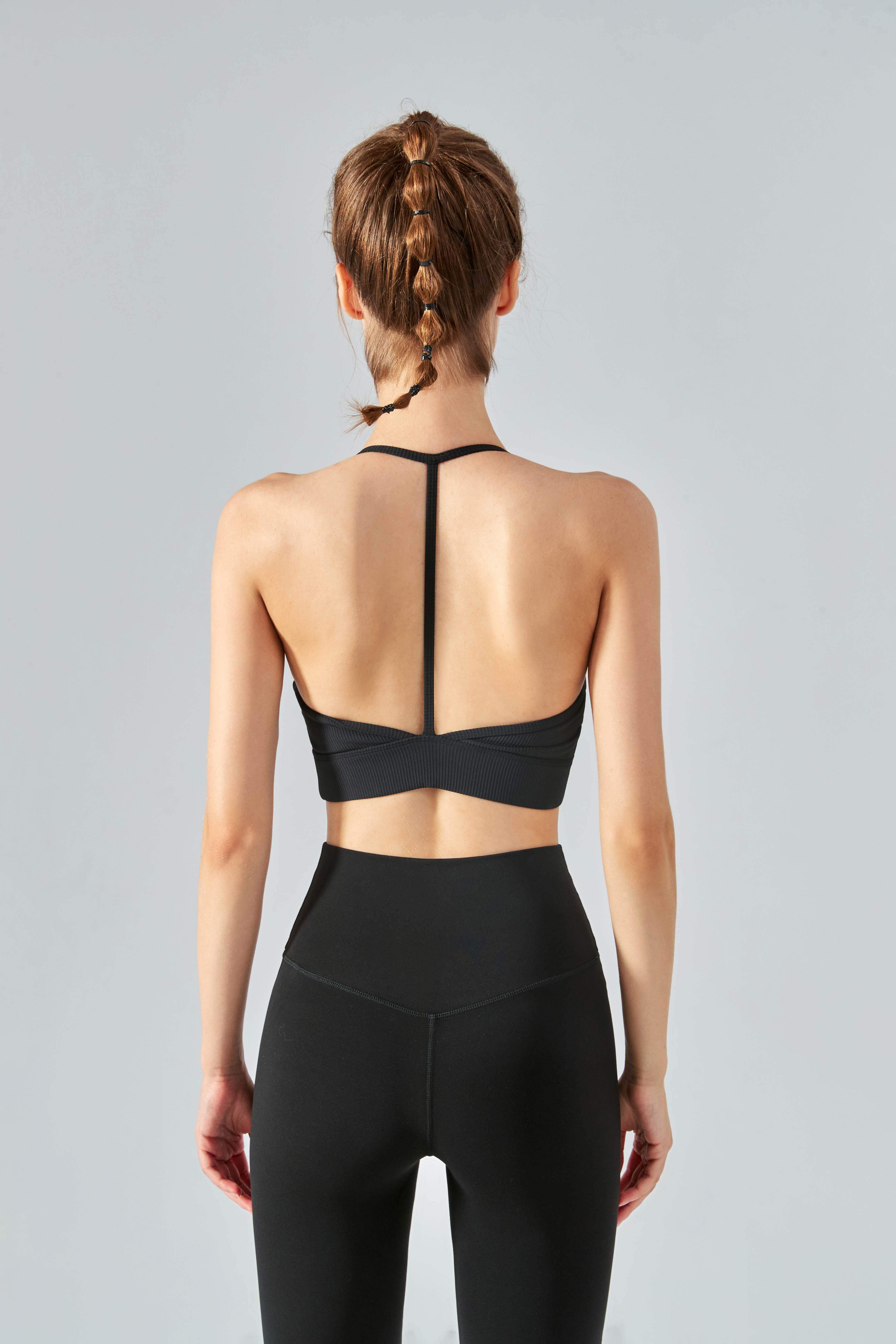 Gerippter Neckholder-Sport-BH