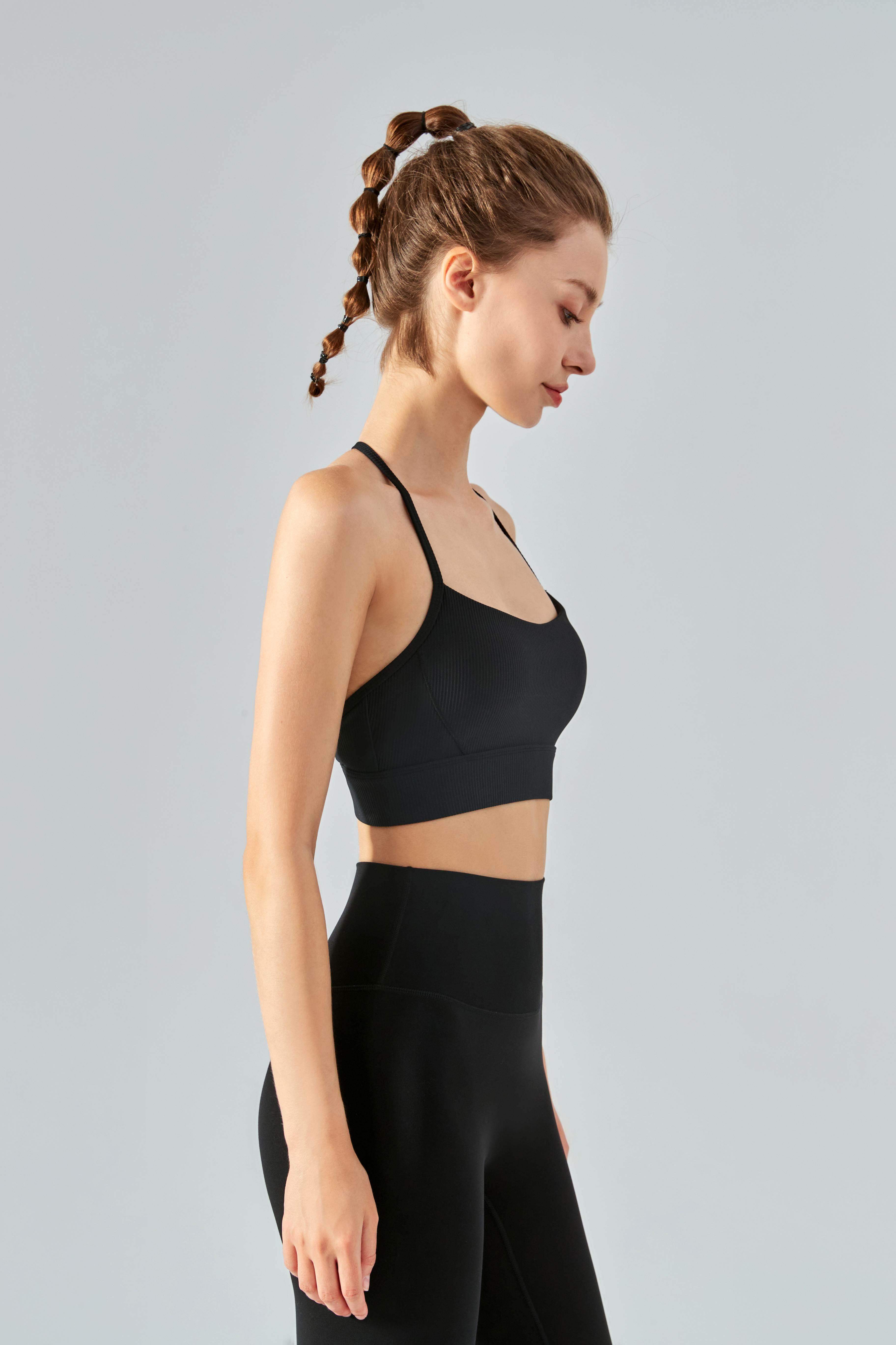 Gerippter Neckholder-Sport-BH