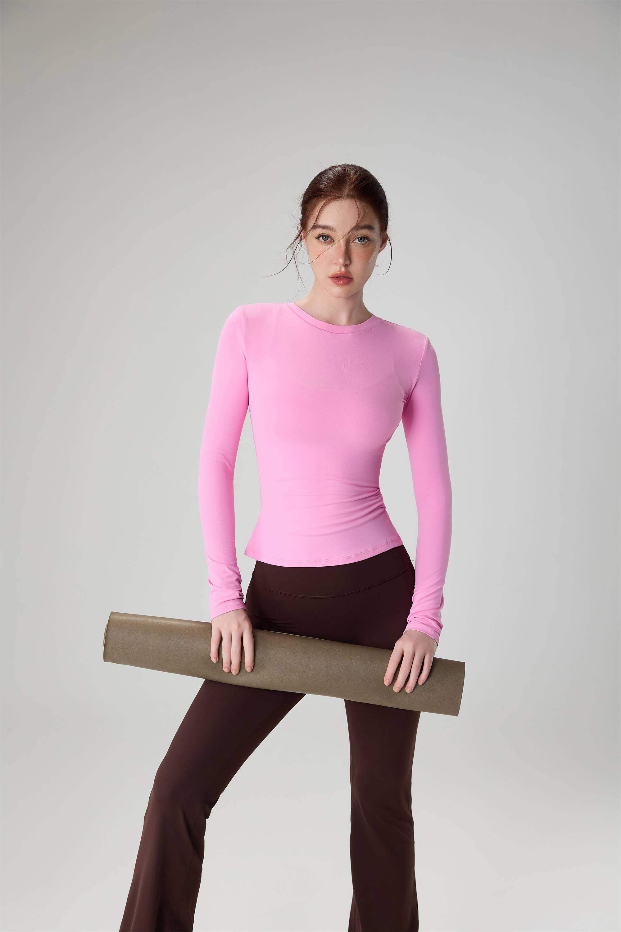 Figurbetontes Yoga-Sport-Top mit Rundhalsausschnitt