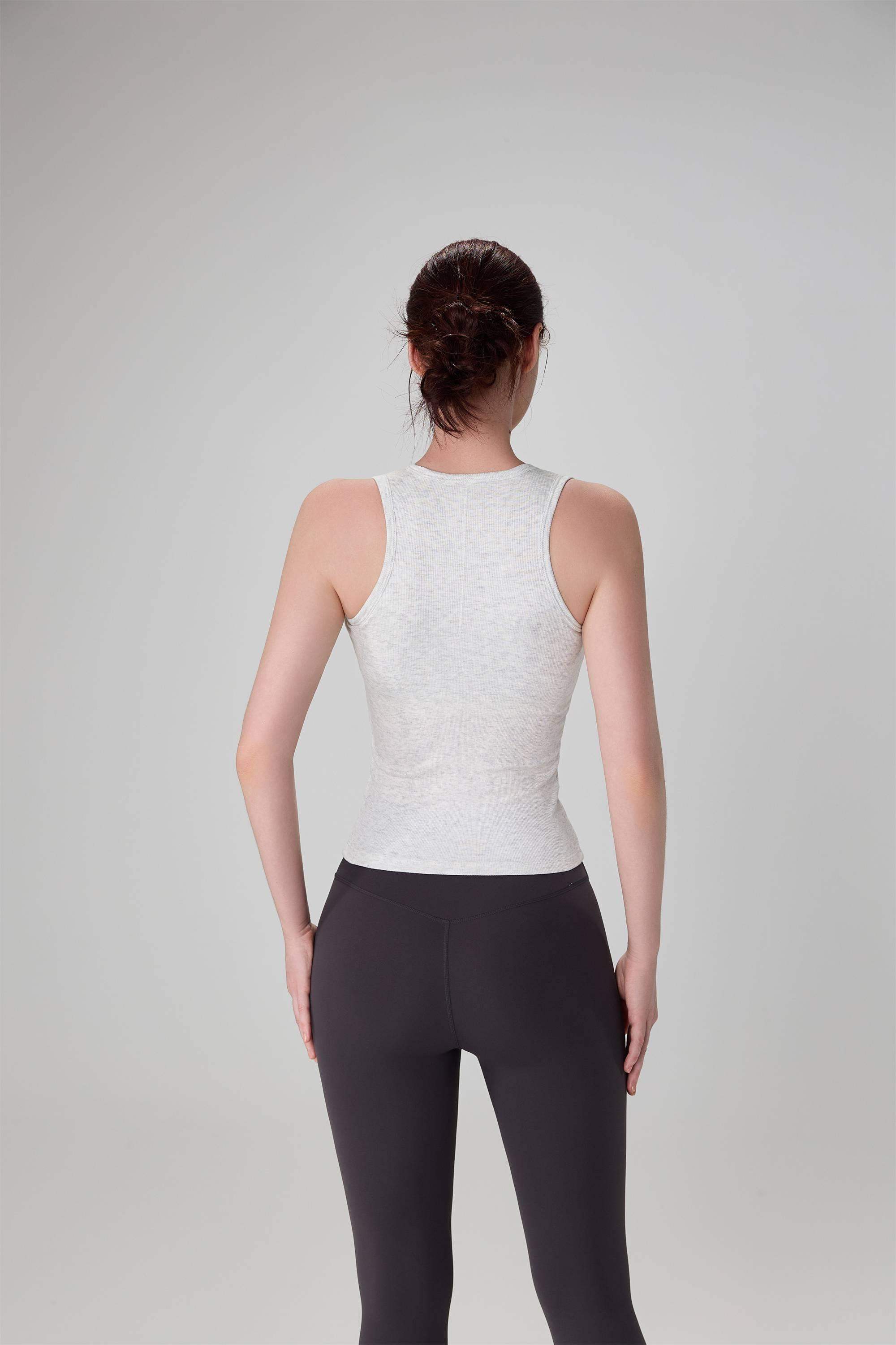 Geripptes Tanktop mit Rundhalsausschnitt zum Laufen und Yoga