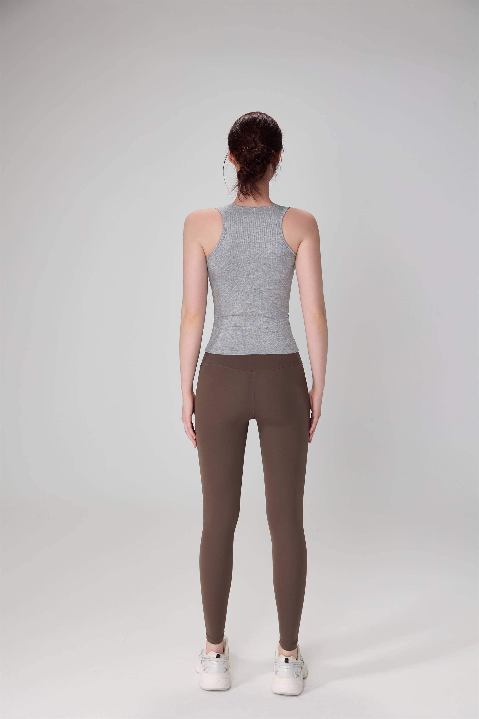 Geripptes Tanktop mit Rundhalsausschnitt zum Laufen und Yoga