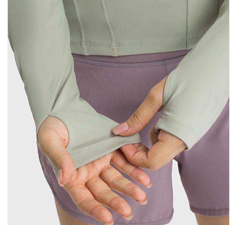 Yoga-Jacke mit halbem Reißverschluss und Stehkragen