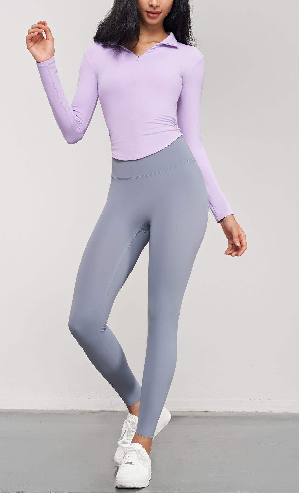 Langarmhemd mit halbem Reißverschluss