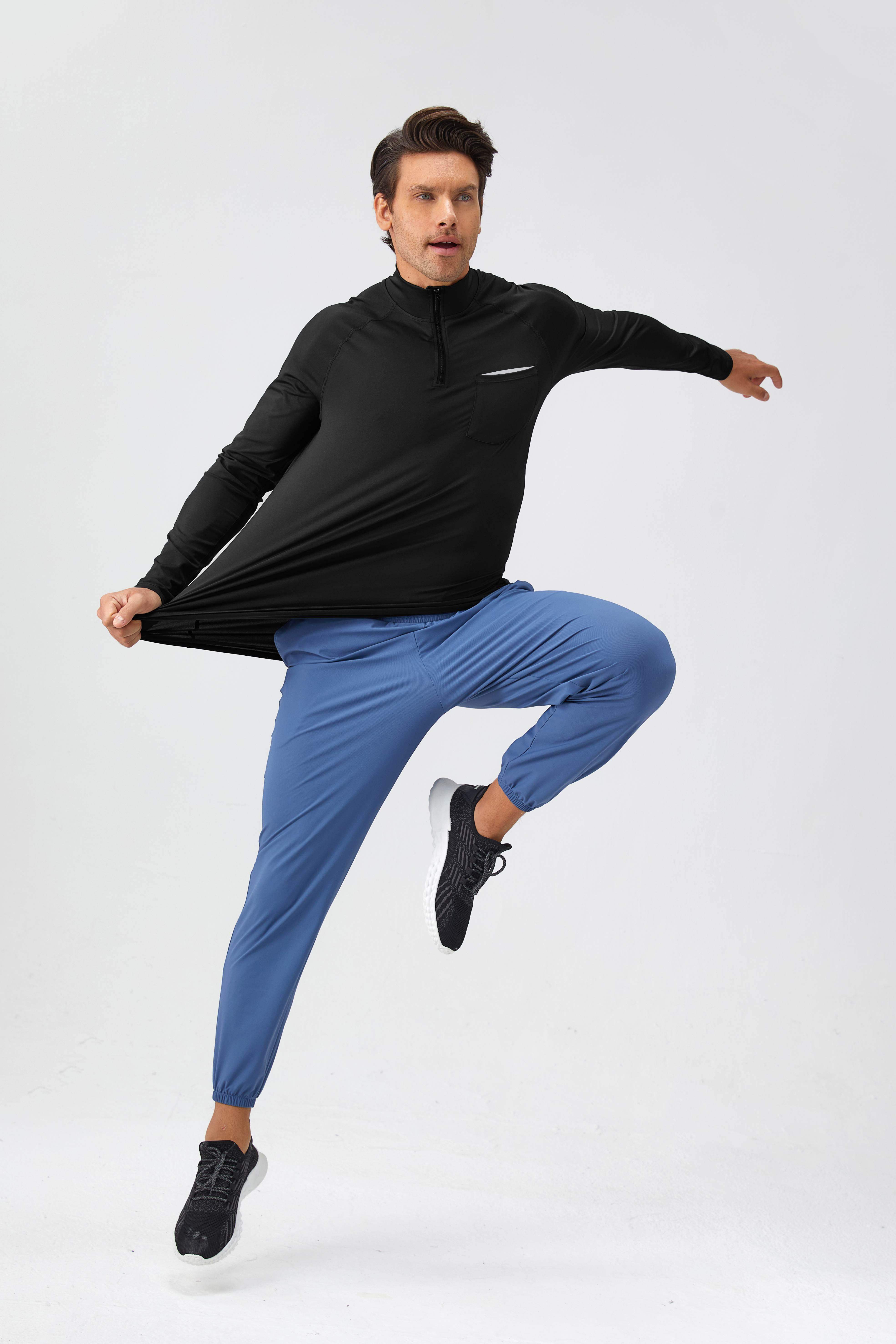 Langarm-Oberteil mit halbem Reißverschluss für Herren