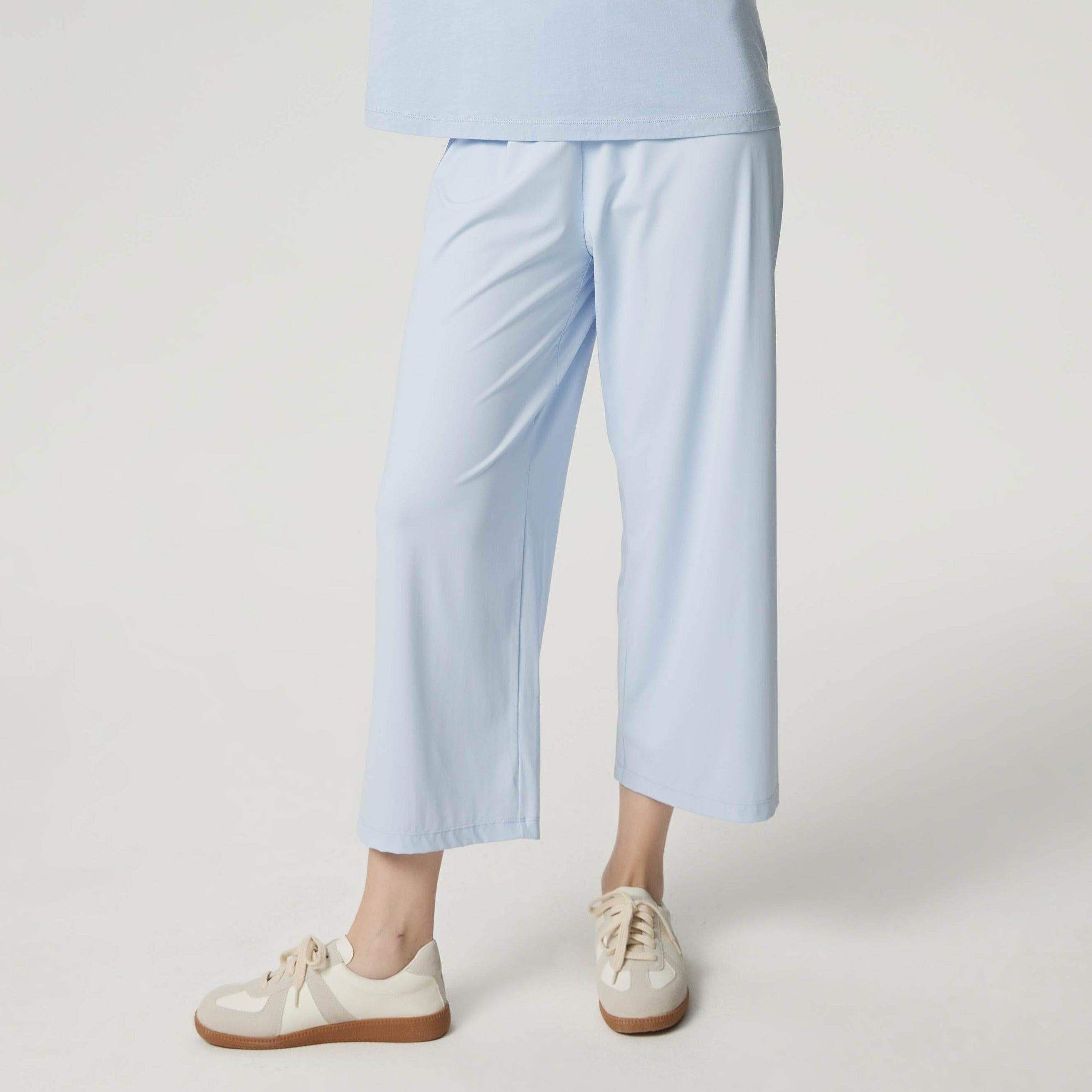 Verkürzte Hose mit hoher Taille und weitem Bein