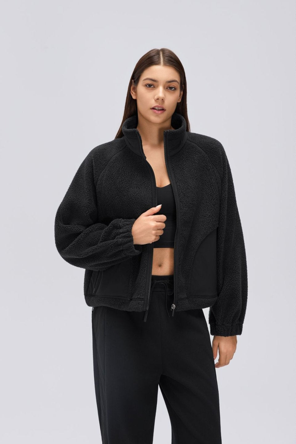 Women's Fleece-Lined Stand-Collar Thermal Jacket