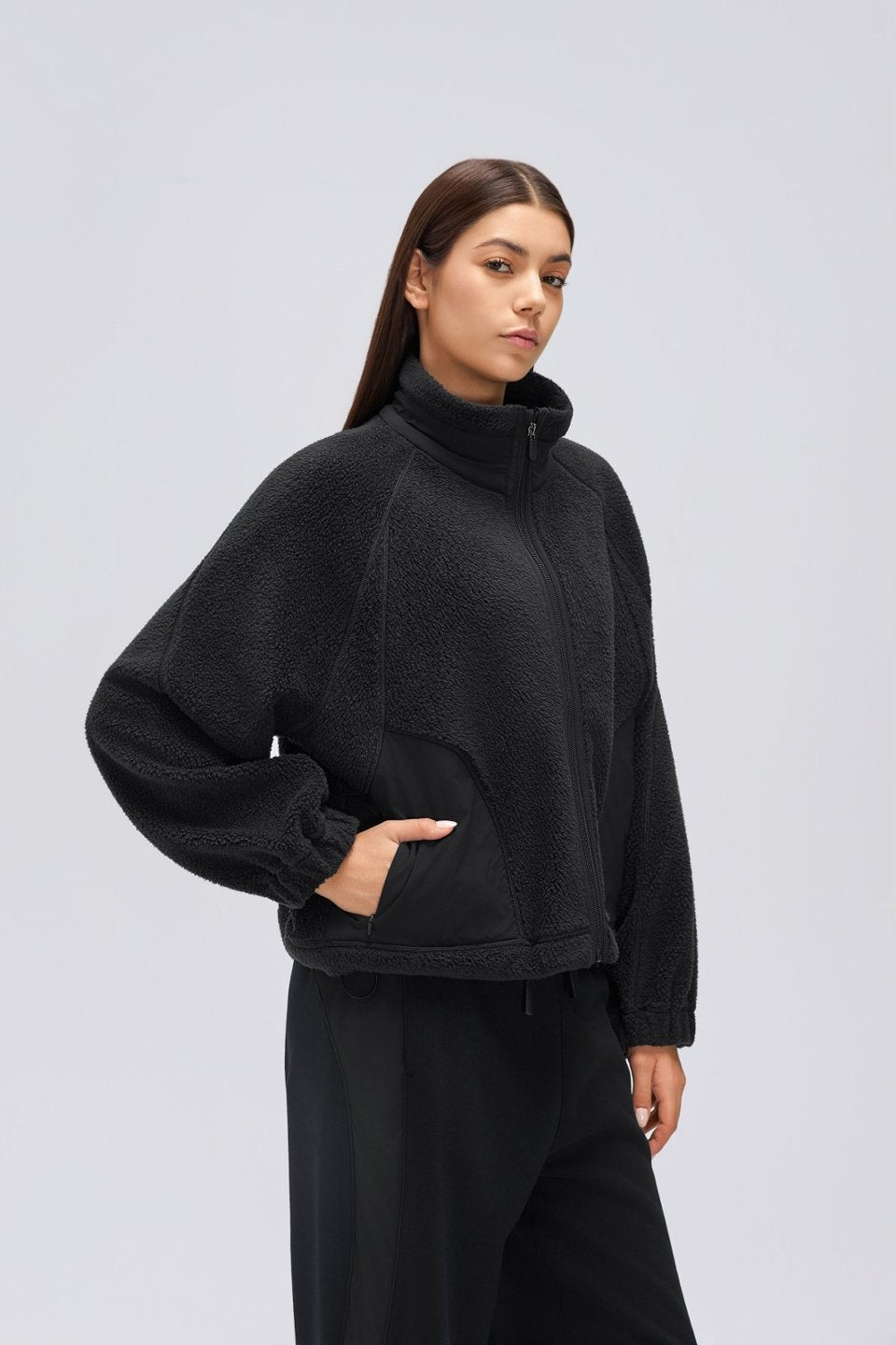 Women's Fleece-Lined Stand-Collar Thermal Jacket