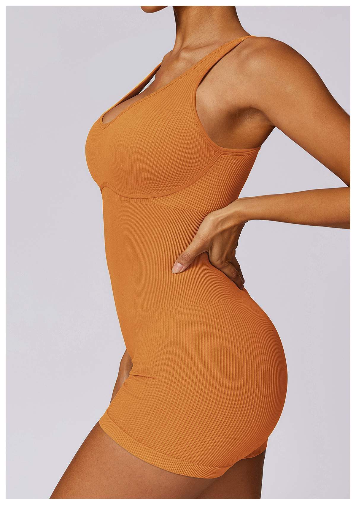 Gerippter nahtloser Yoga-Bodysuit
