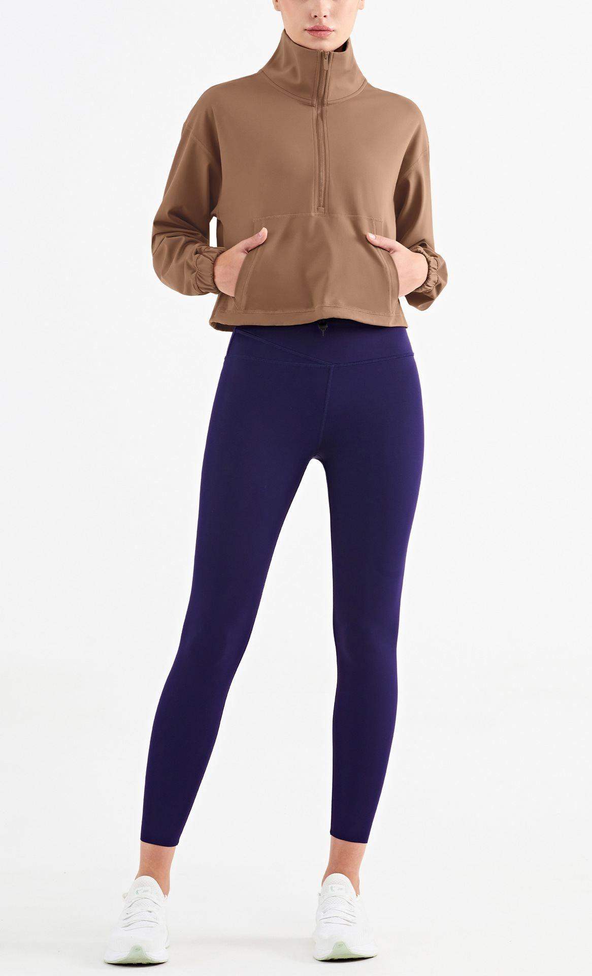 Warme Winterjacke mit halbem Reißverschluss