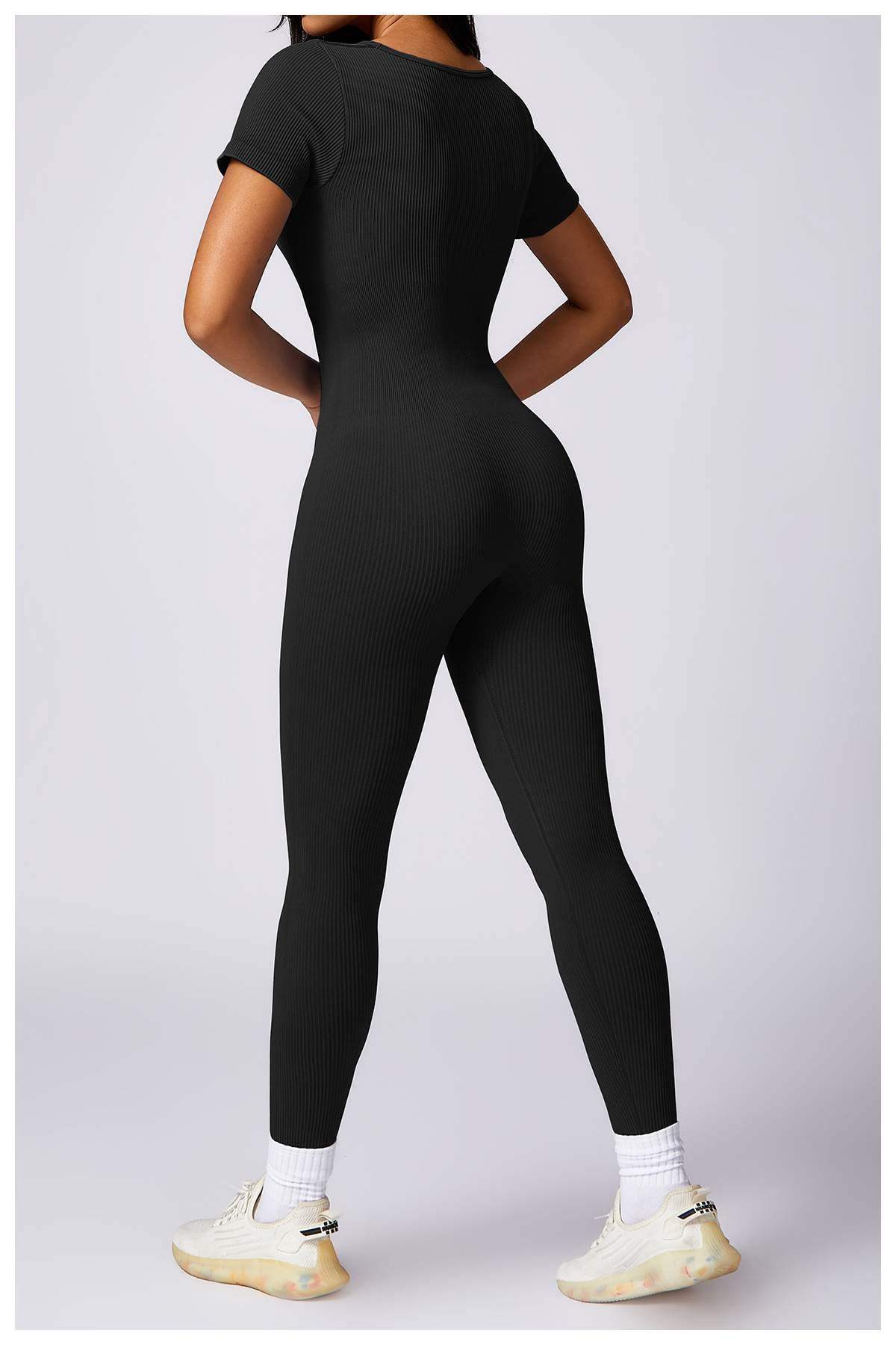 Gerippter nahtloser Yoga-Bodysuit