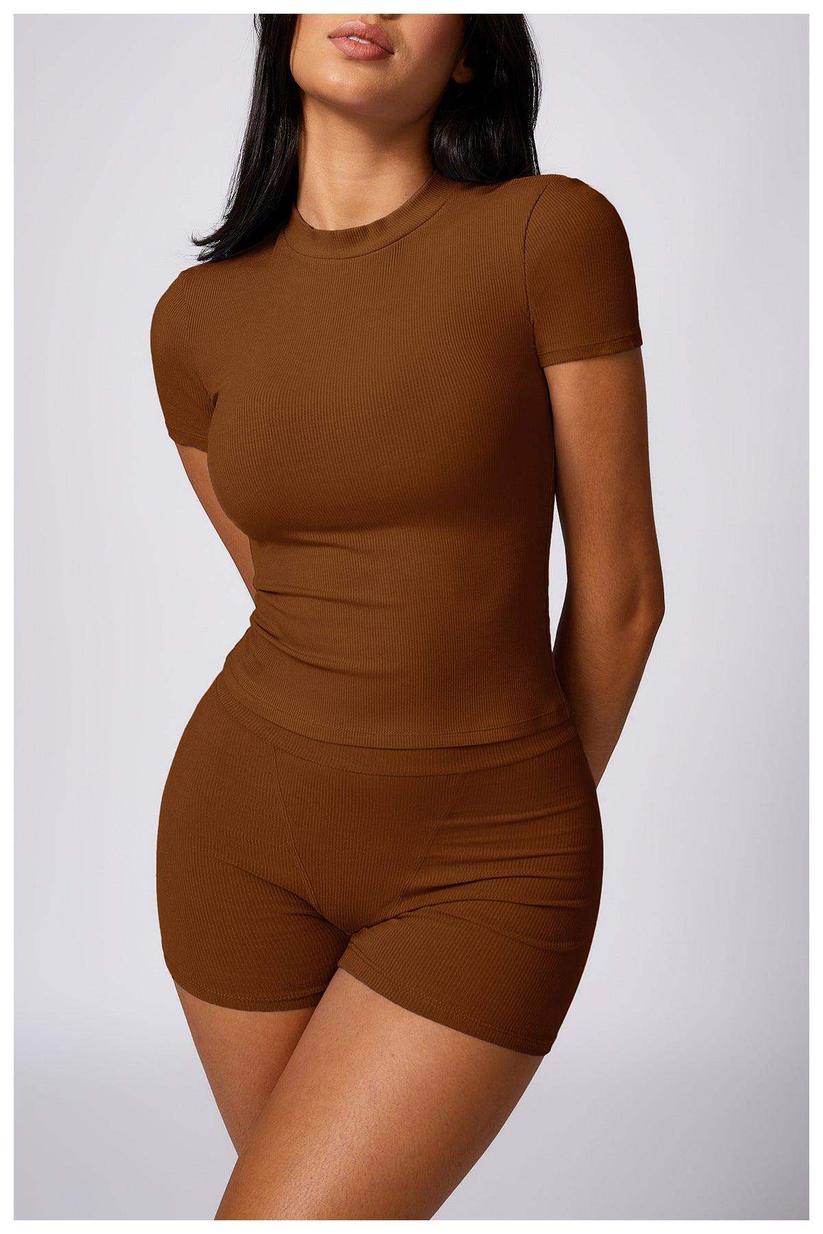 Schnelltrocknendes, eng anliegendes Yoga-Kurzarmshirt