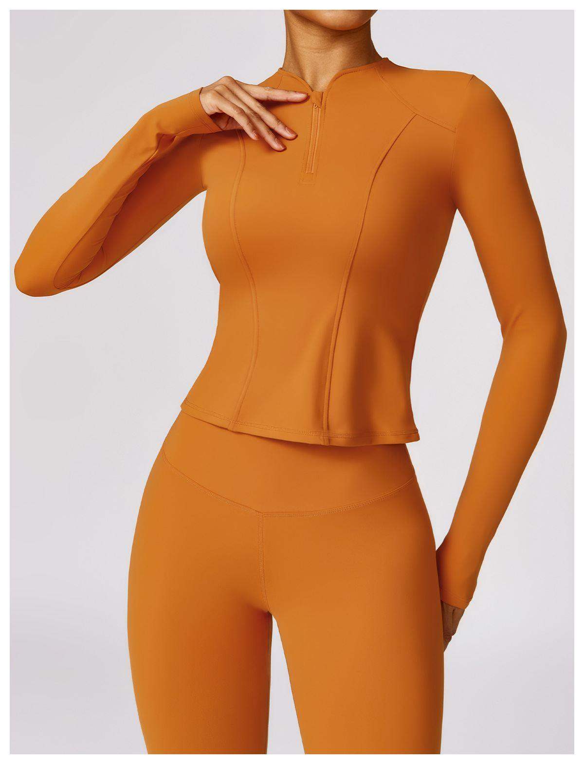 Langarm-Oberteil mit halbem Reißverschluss für Damen