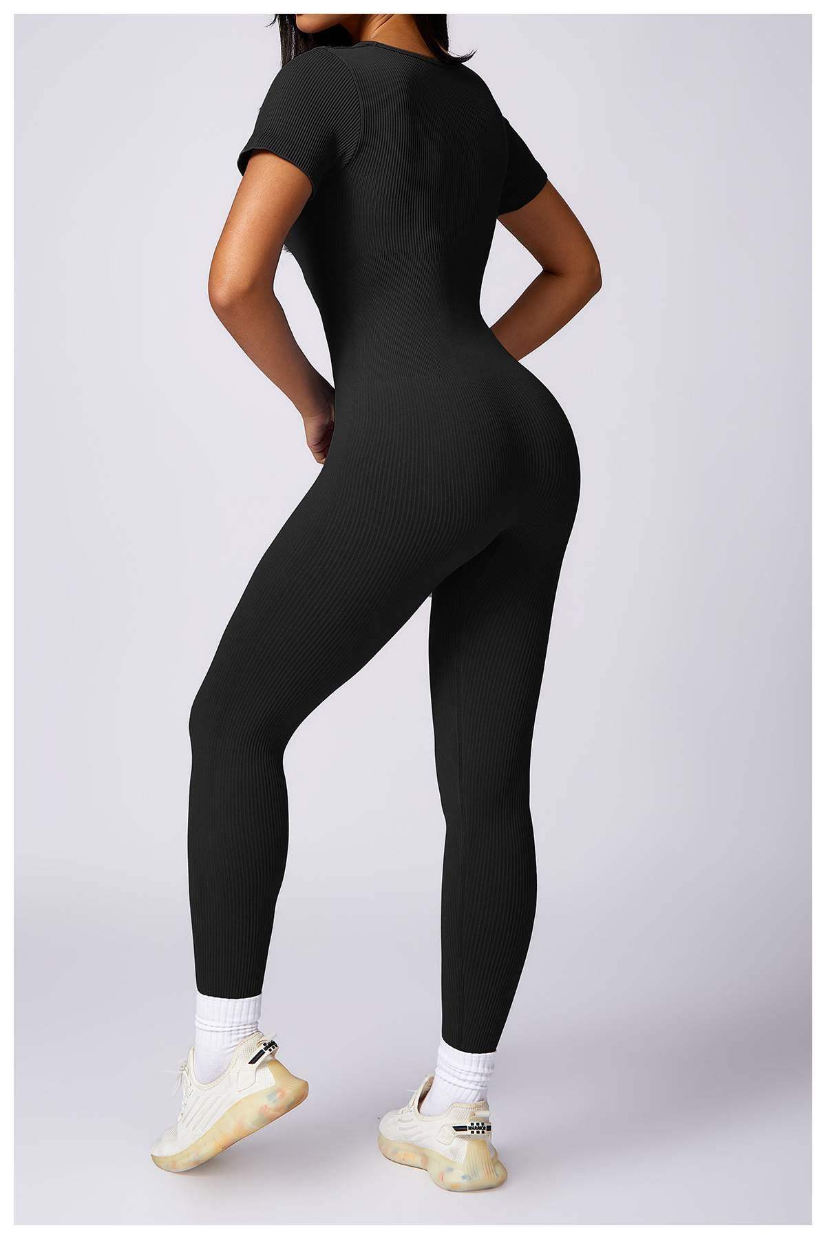 Gerippter nahtloser Yoga-Bodysuit