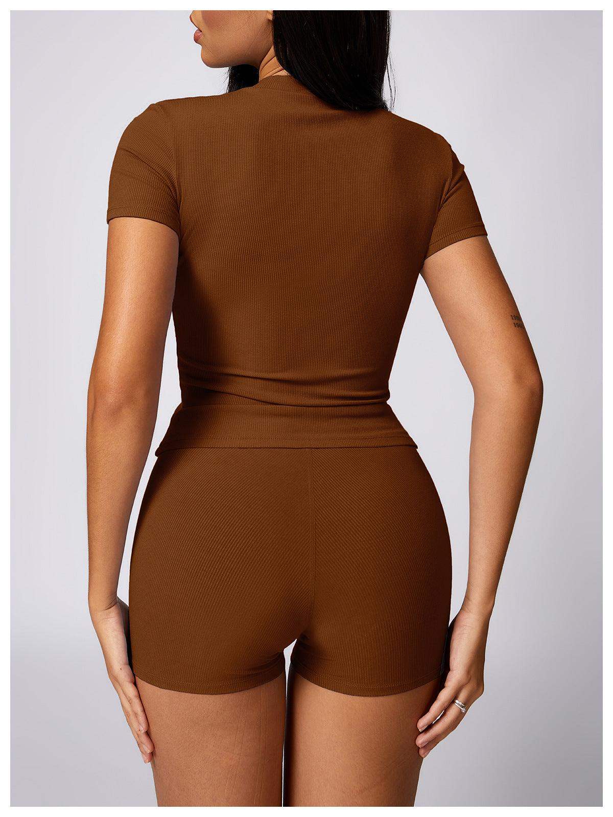 Schnelltrocknendes, eng anliegendes Yoga-Kurzarmshirt