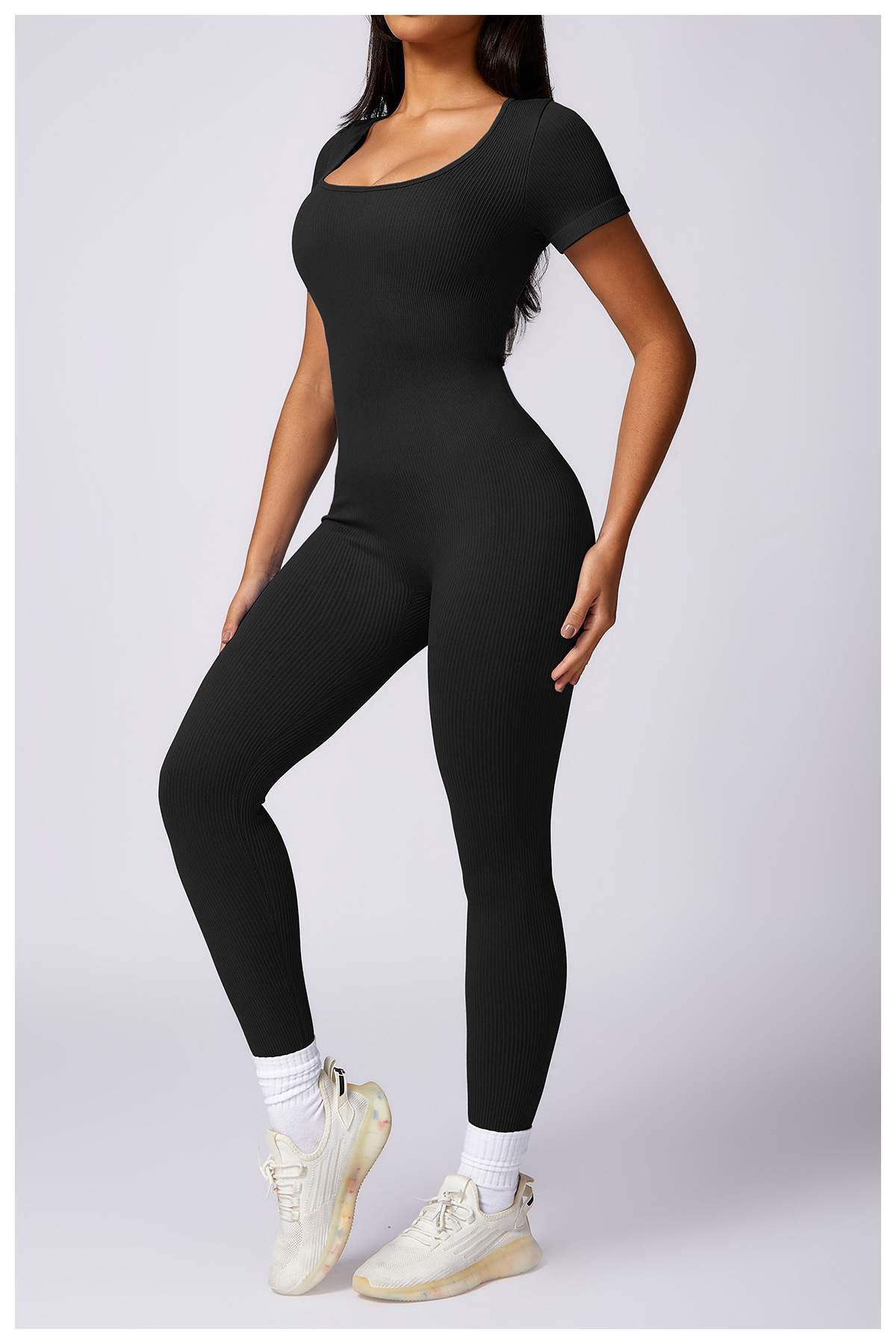Gerippter nahtloser Yoga-Bodysuit