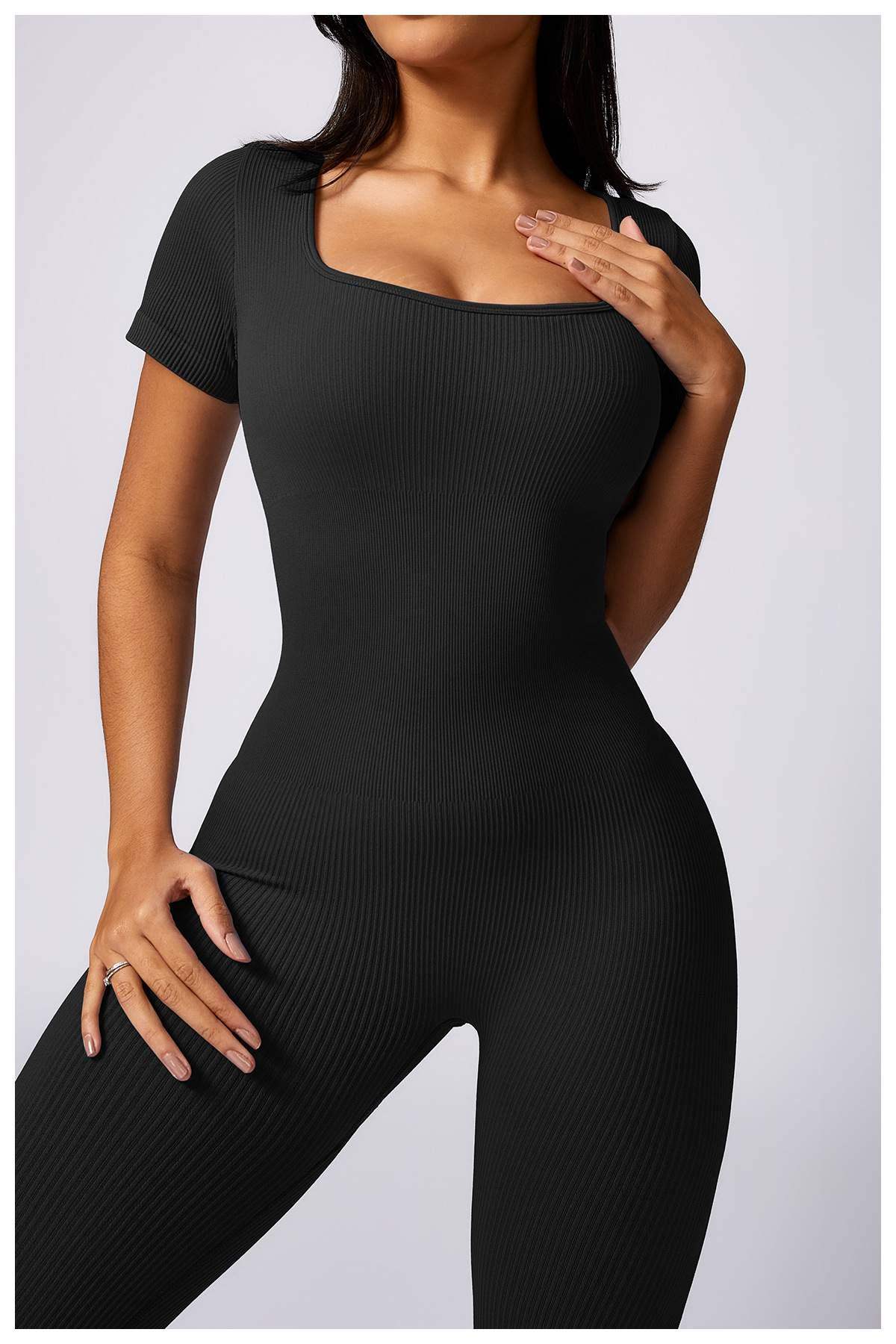 Gerippter nahtloser Yoga-Bodysuit