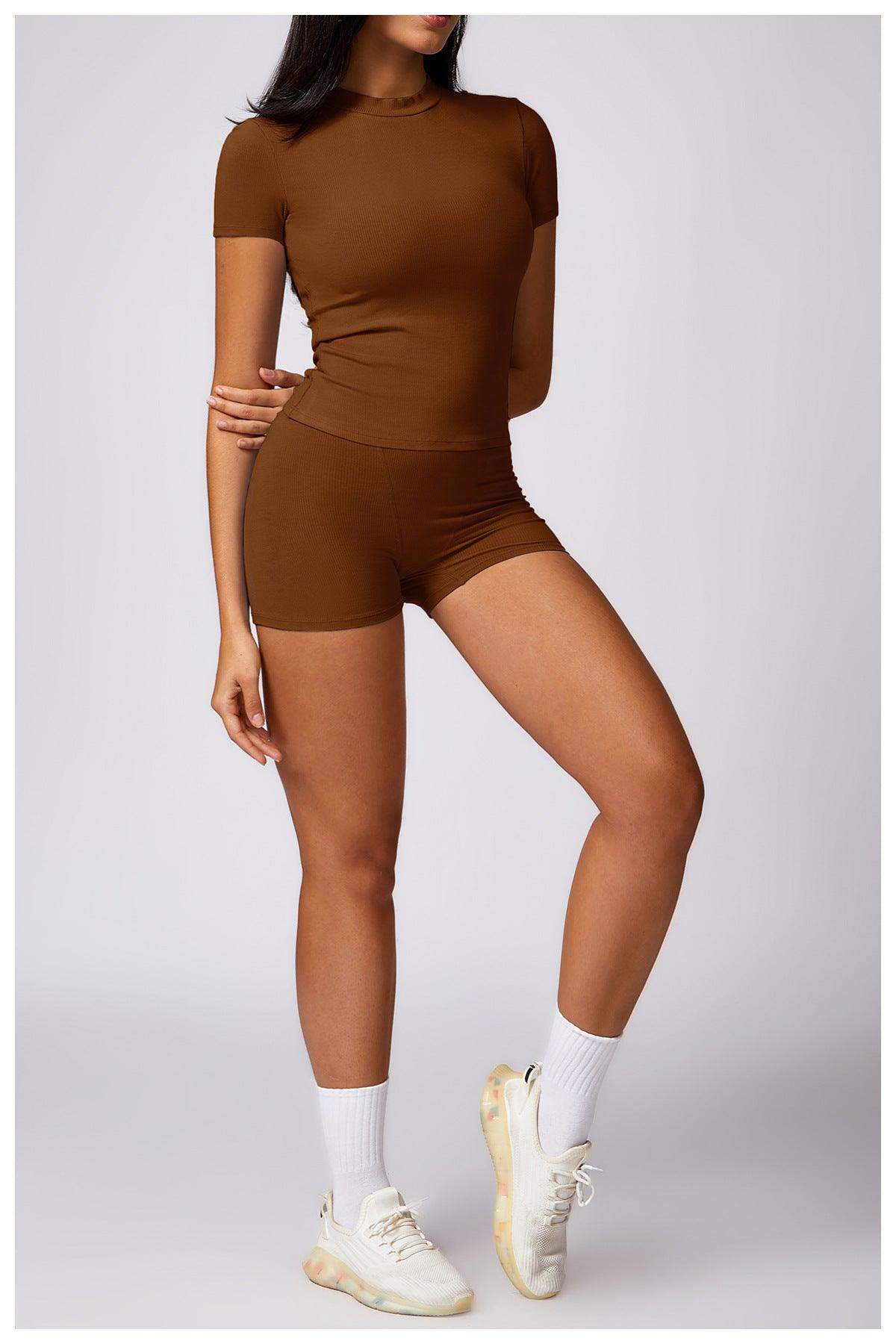 Schnelltrocknendes, eng anliegendes Yoga-Kurzarmshirt