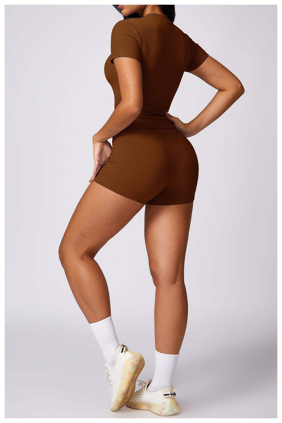 Schnelltrocknendes, eng anliegendes Yoga-Kurzarmshirt