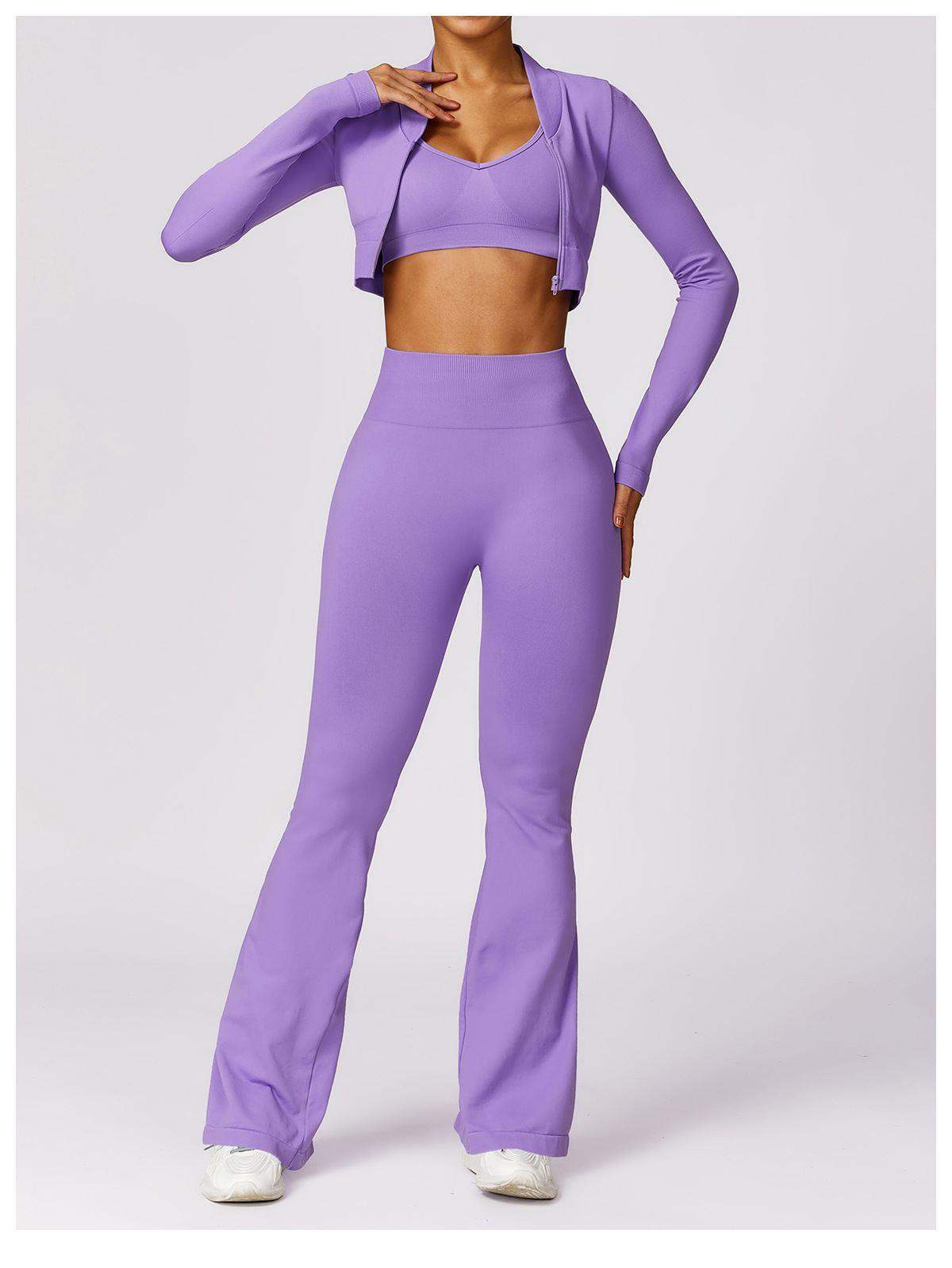 Nahtlose Leggings mit hoher Taille und ausgestelltem Bein