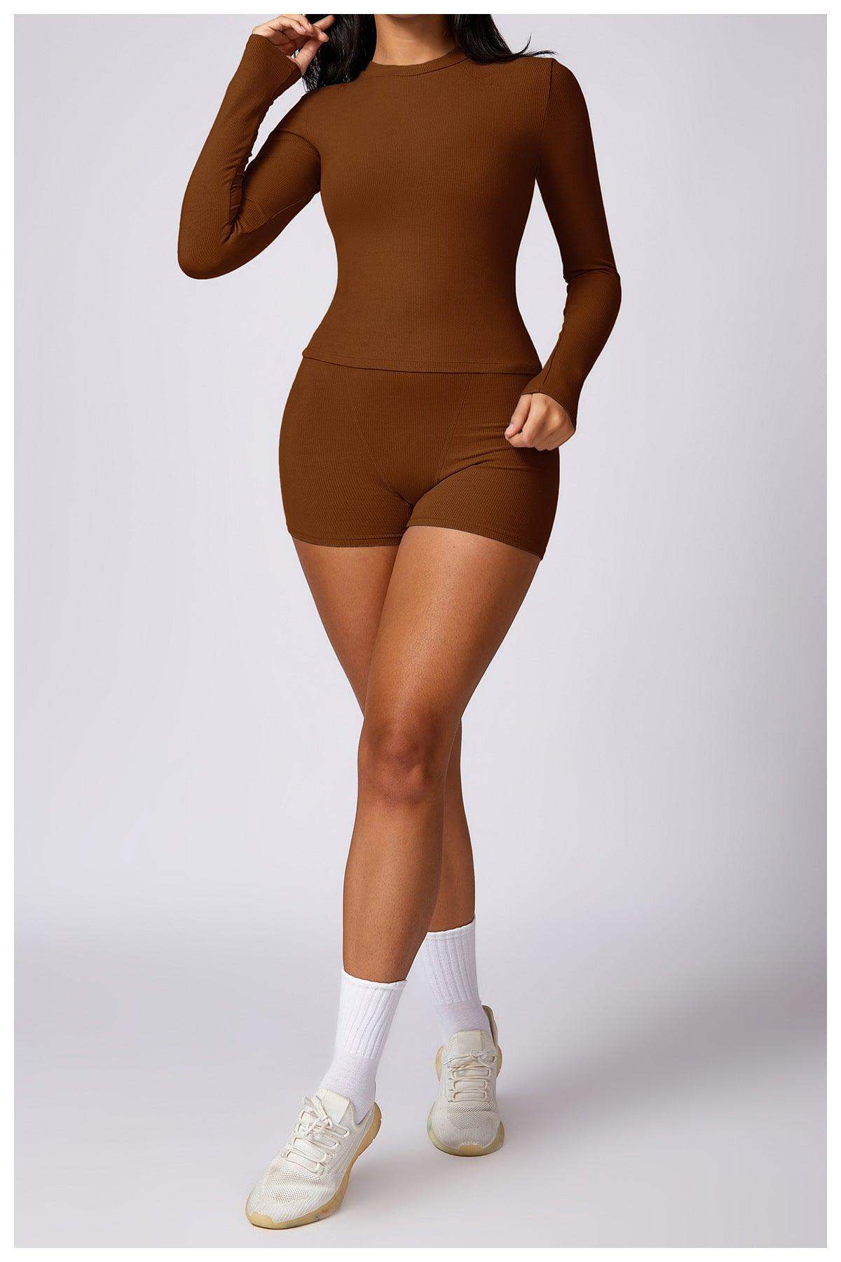 Enganliegender Langarm-Yogaanzug