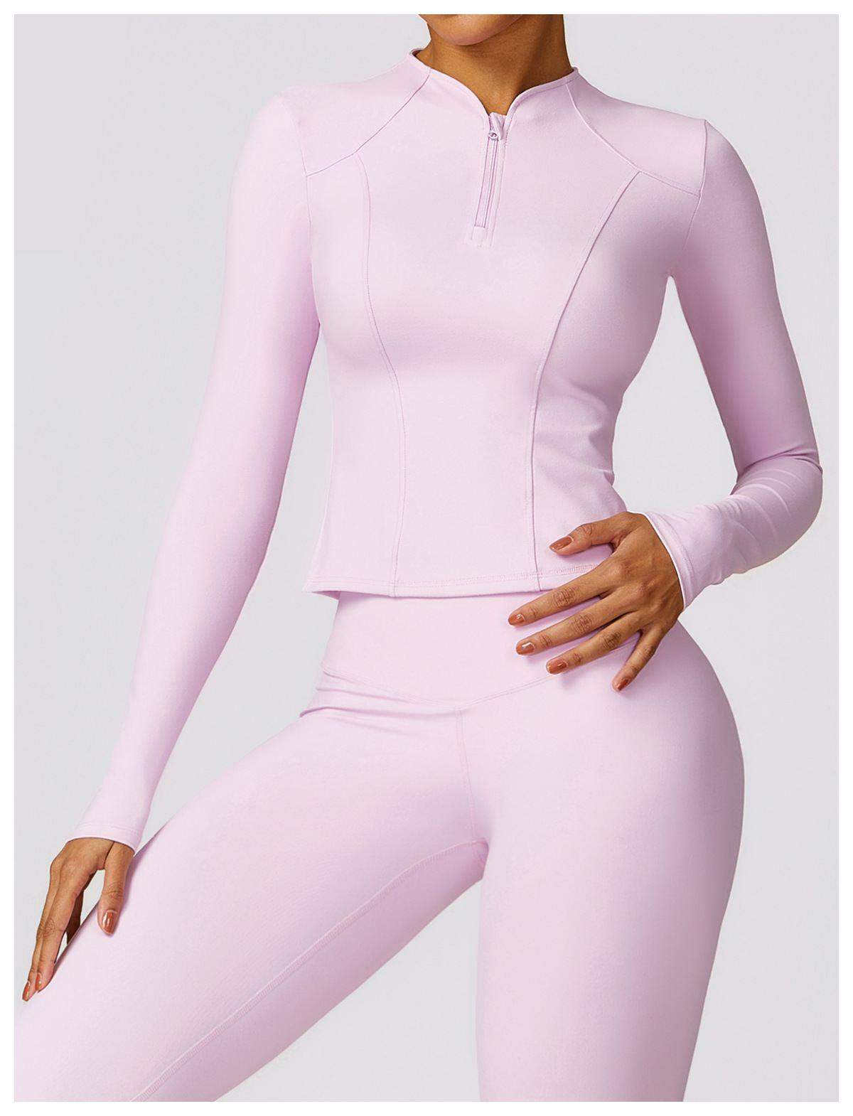 Langarm-Oberteil mit halbem Reißverschluss für Damen