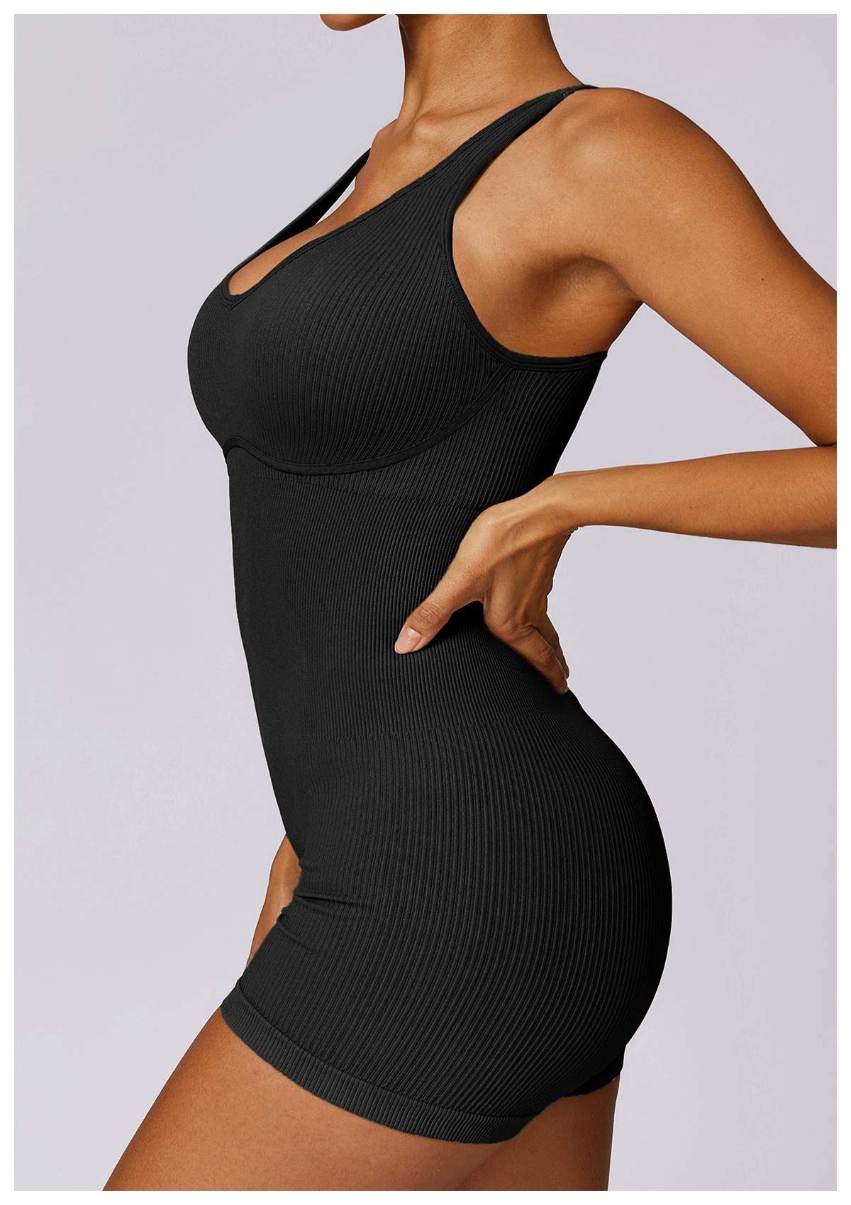 Gerippter nahtloser Yoga-Bodysuit
