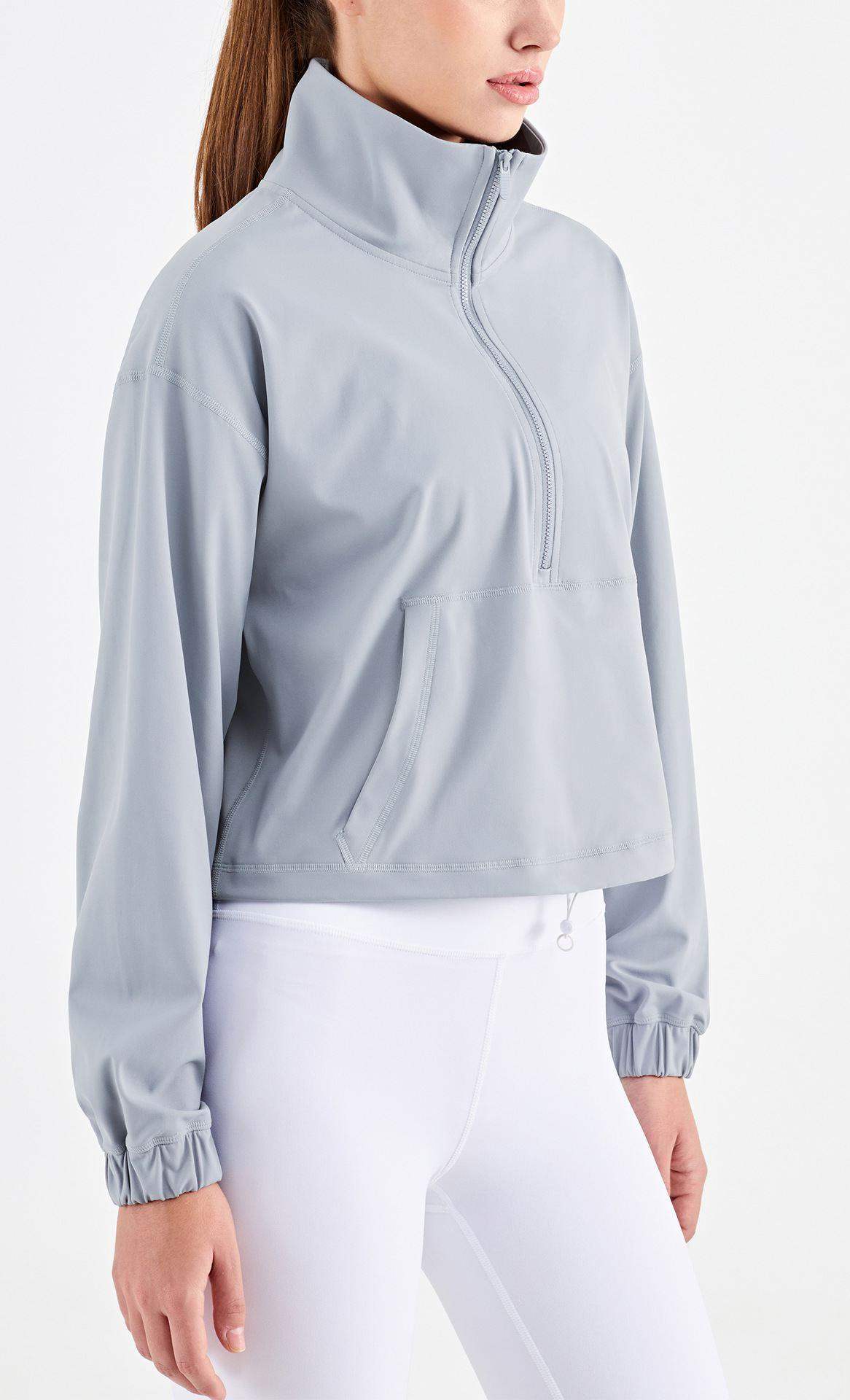 Warme Winterjacke mit halbem Reißverschluss