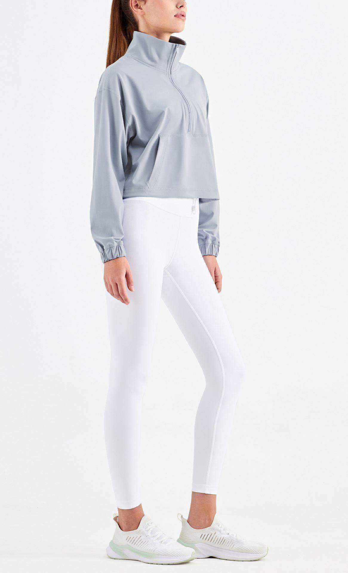 Warme Winterjacke mit halbem Reißverschluss