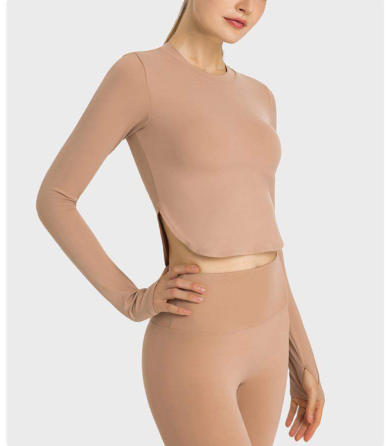 Fitness Langarmshirt mit Seitennahtschlitzen