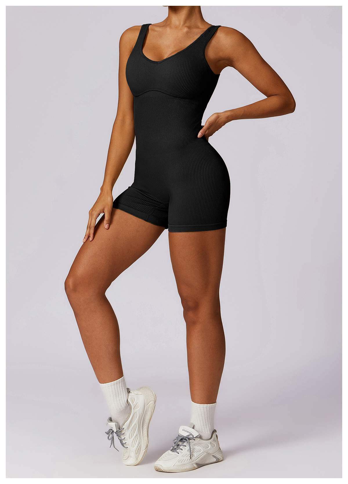 Gerippter nahtloser Yoga-Bodysuit