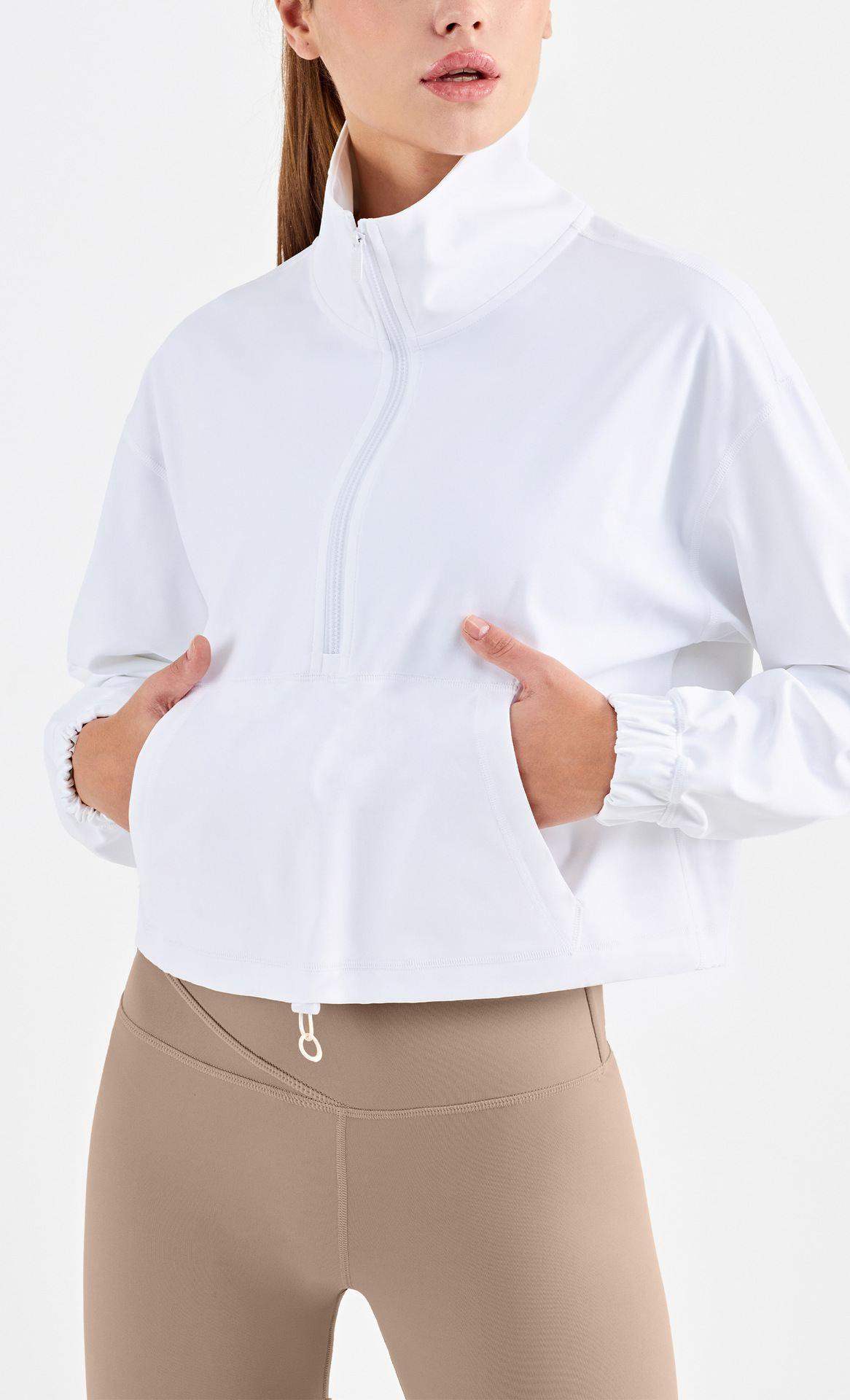 Warme Winterjacke mit halbem Reißverschluss