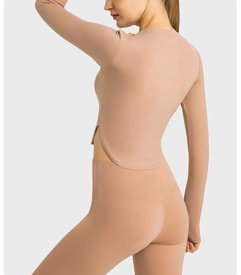 Fitness Langarmshirt mit Seitennahtschlitzen