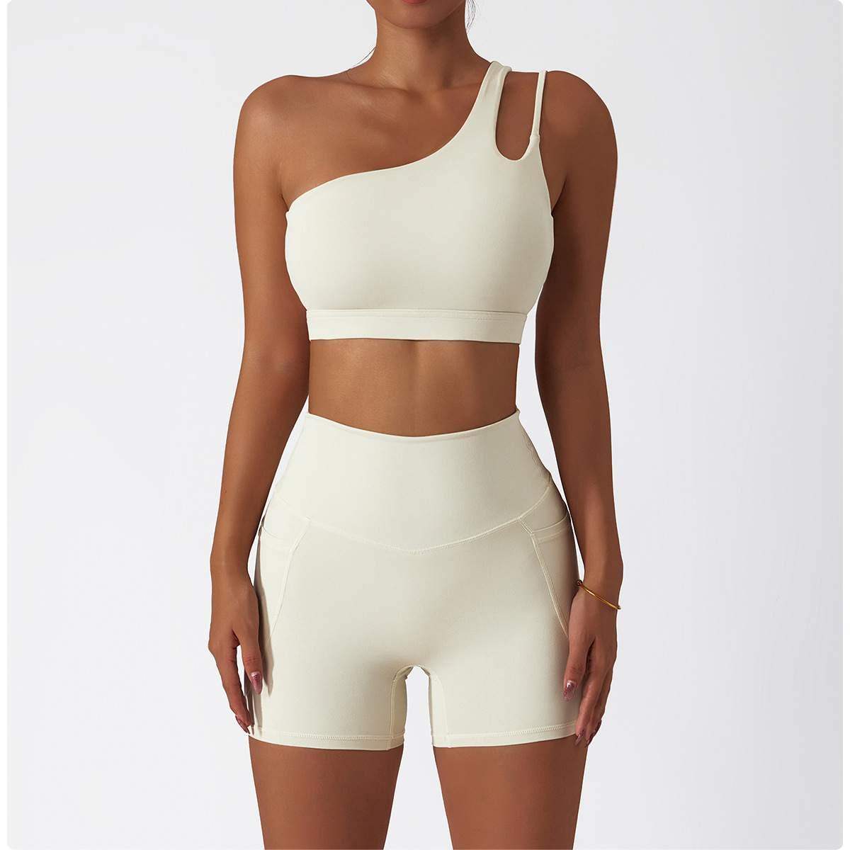 Schräger, stoßfester Sport-BH mit einer Schulter