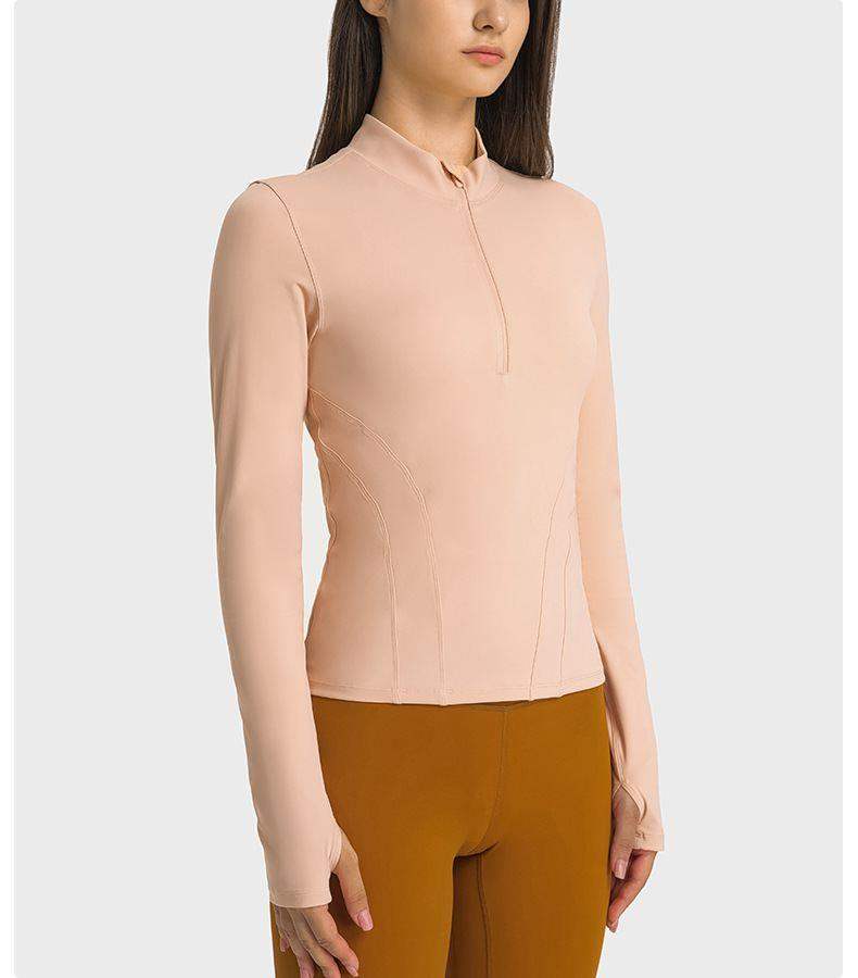 Yoga-Jacke mit halbem Reißverschluss und Stehkragen