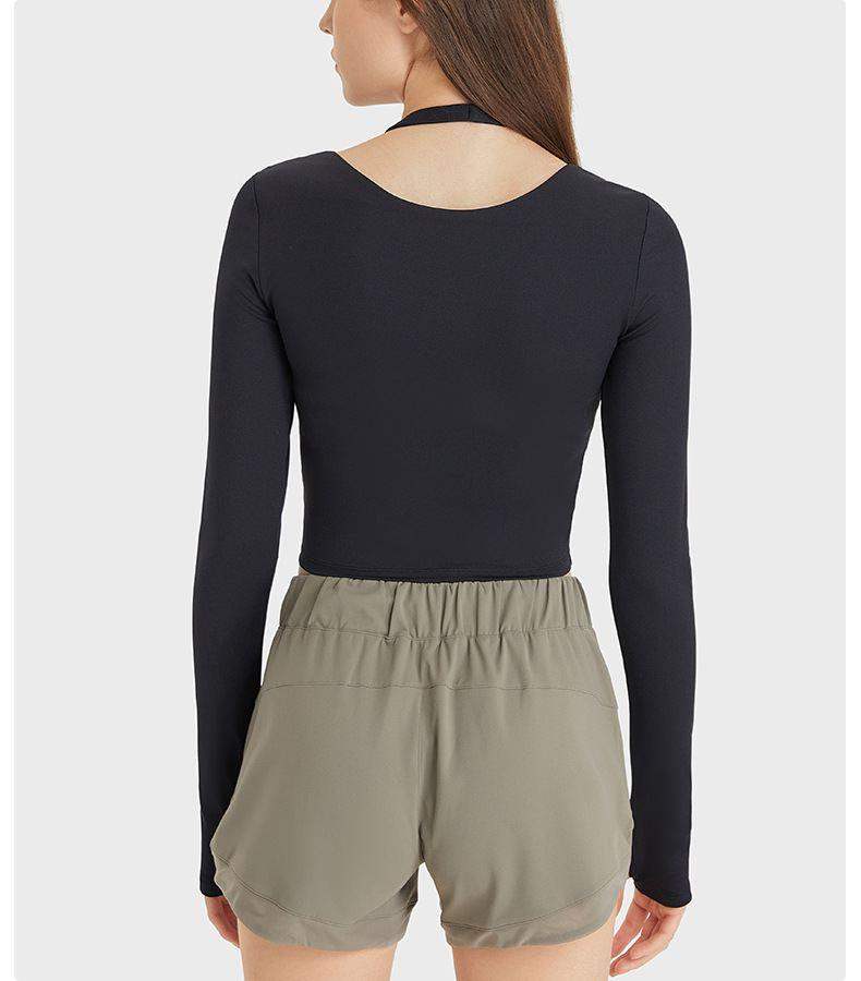 Neckholder-Yoga-Langarmshirt