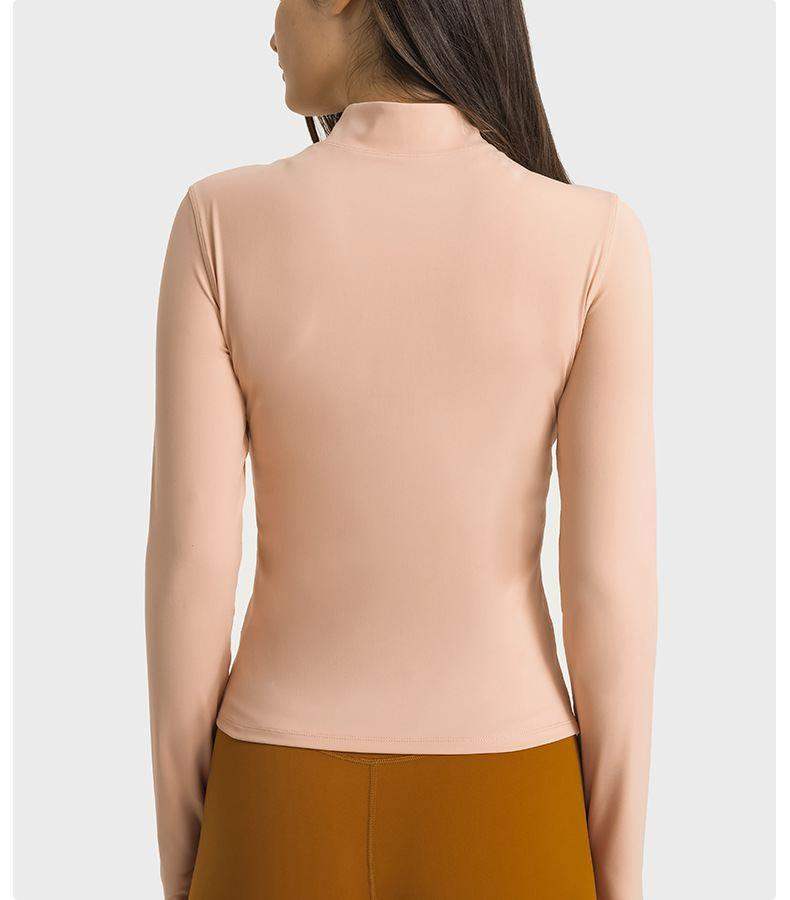 Yoga-Jacke mit halbem Reißverschluss und Stehkragen