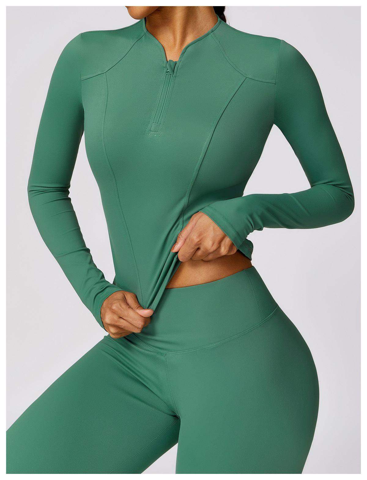 Langarm-Oberteil mit halbem Reißverschluss für Damen
