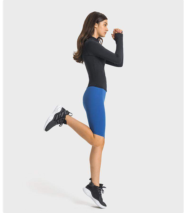 Yoga-Jacke mit halbem Reißverschluss und Stehkragen