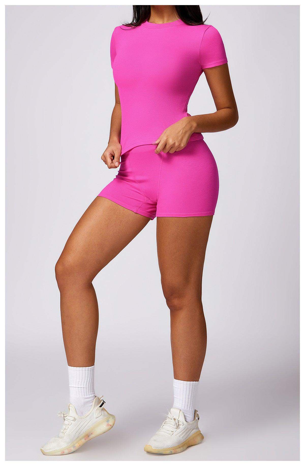 Schnelltrocknendes, eng anliegendes Yoga-Kurzarmshirt