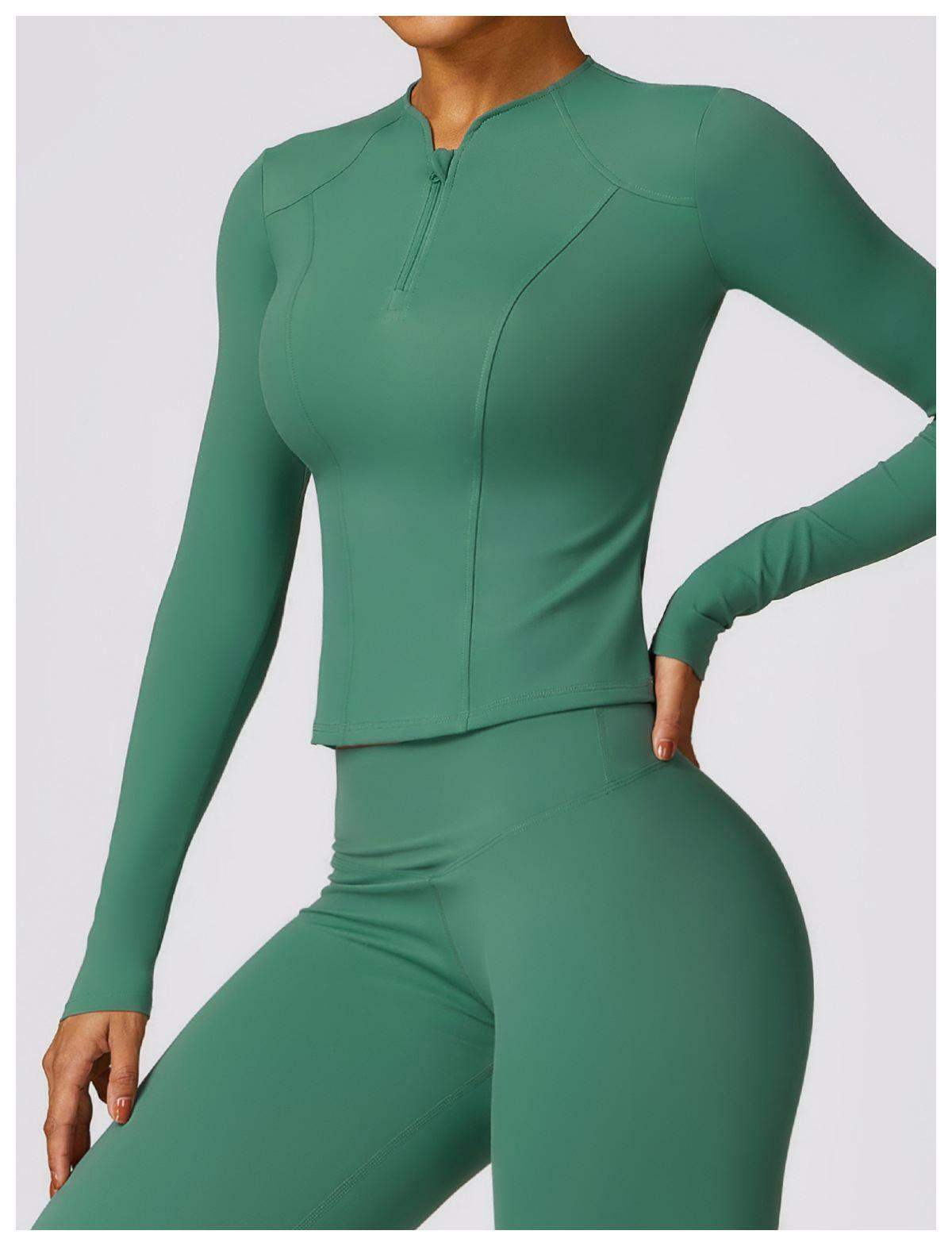 Langarm-Oberteil mit halbem Reißverschluss für Damen