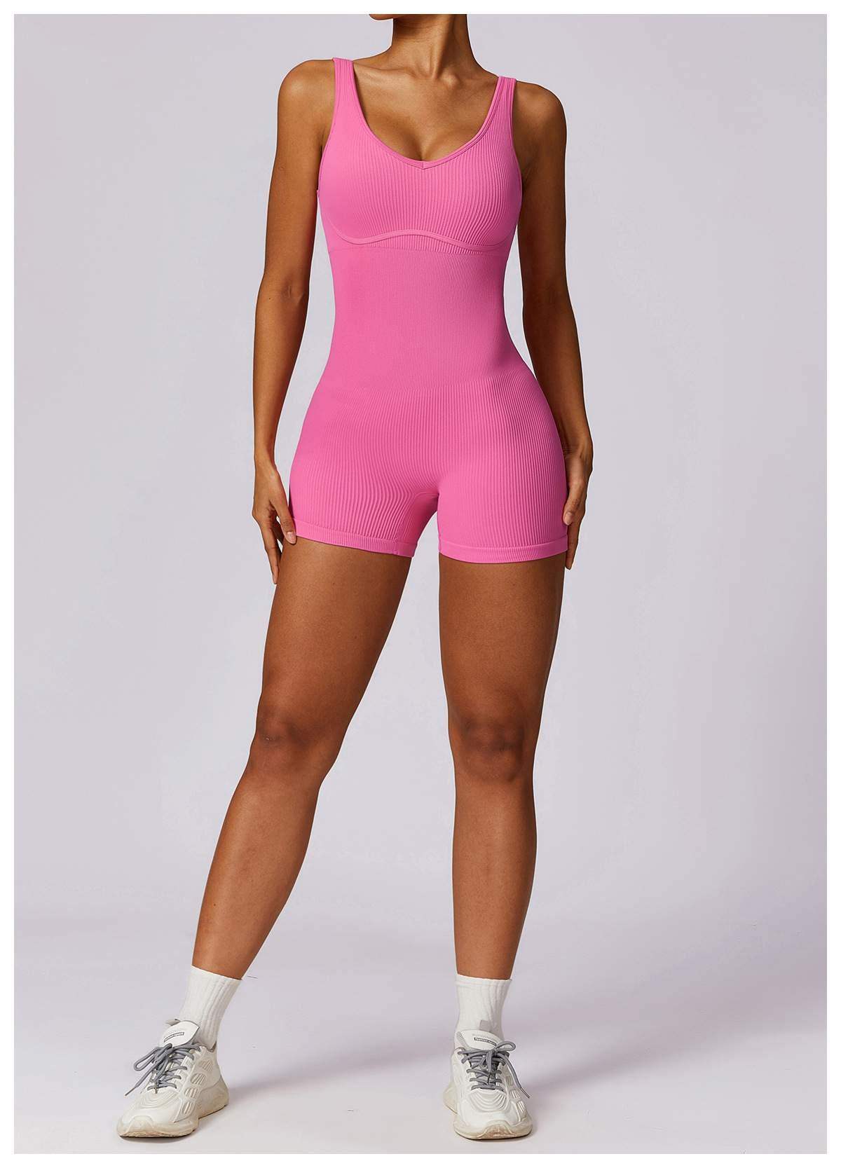 Gerippter nahtloser Yoga-Bodysuit