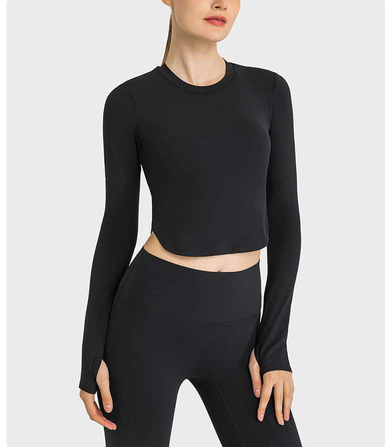 Fitness Langarmshirt mit Seitennahtschlitzen