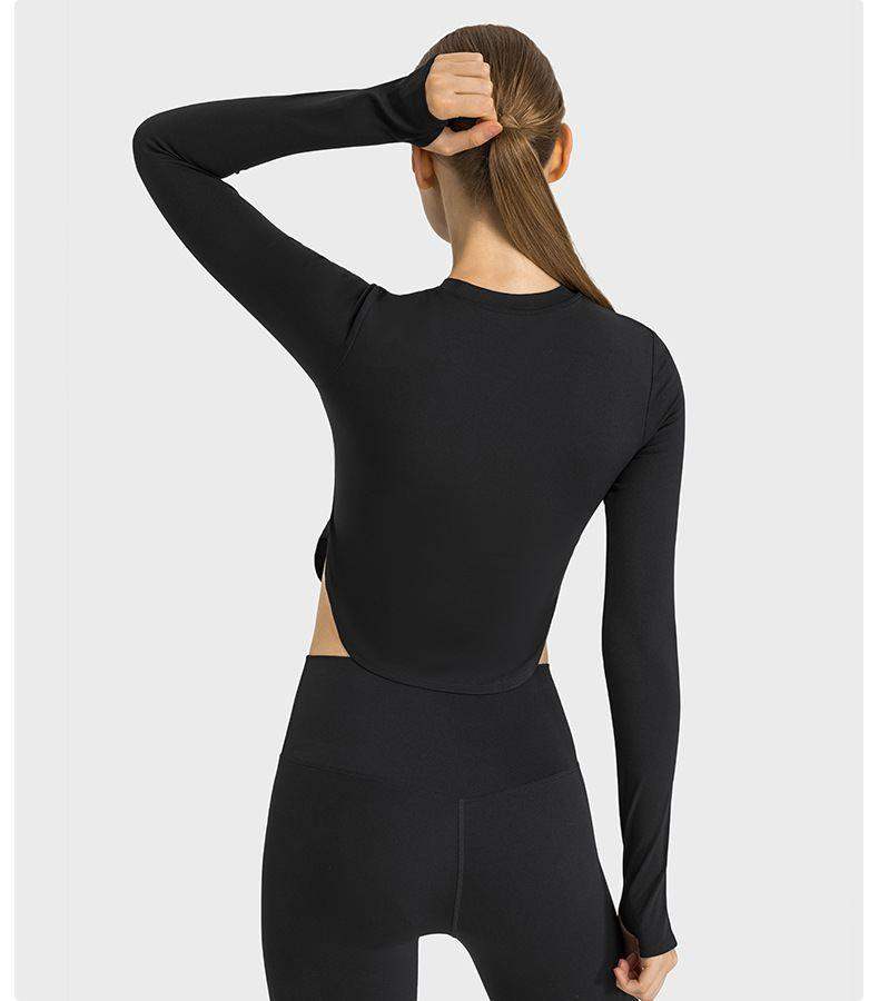 Fitness Langarmshirt mit Seitennahtschlitzen