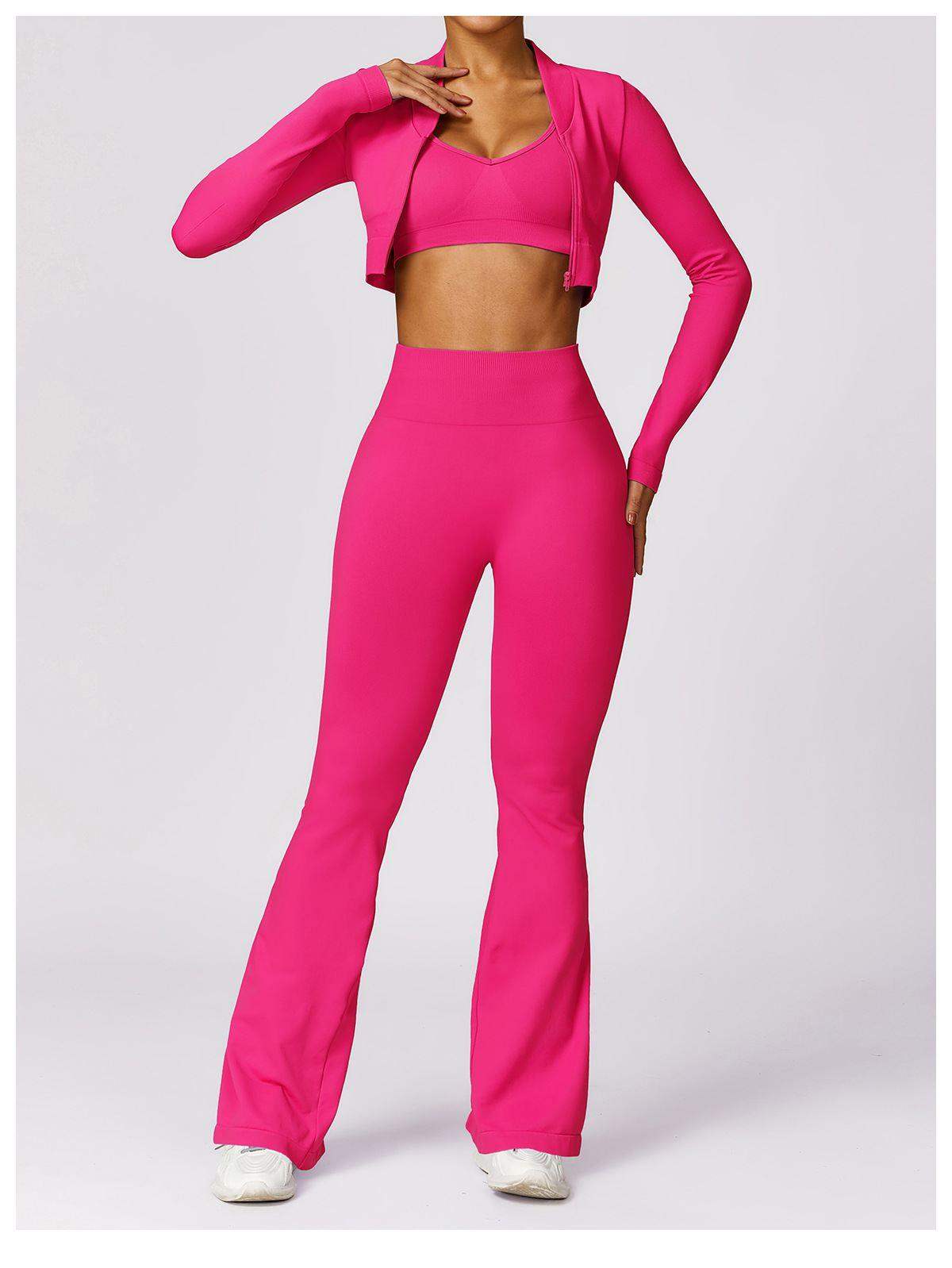 Nahtlose Leggings mit hoher Taille und ausgestelltem Bein