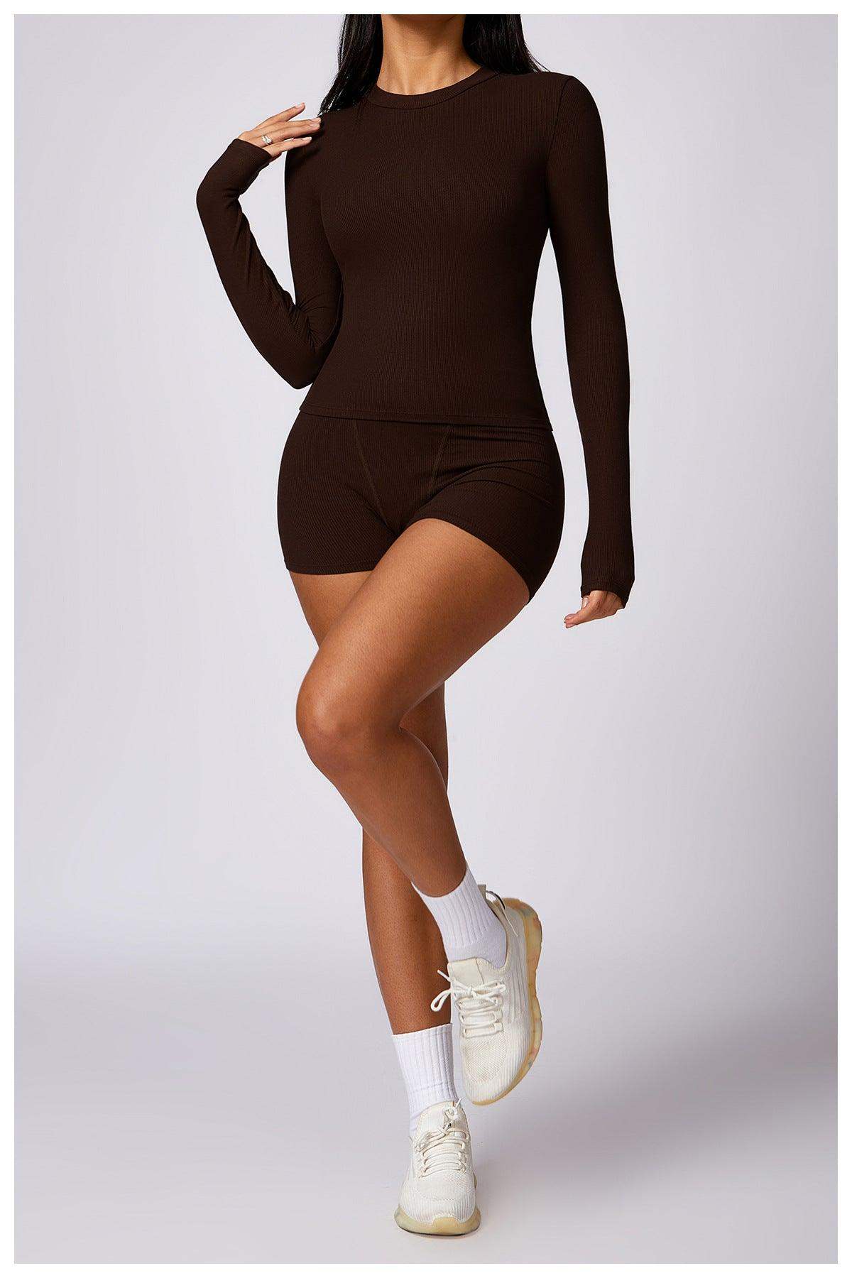 Enganliegender Langarm-Yogaanzug