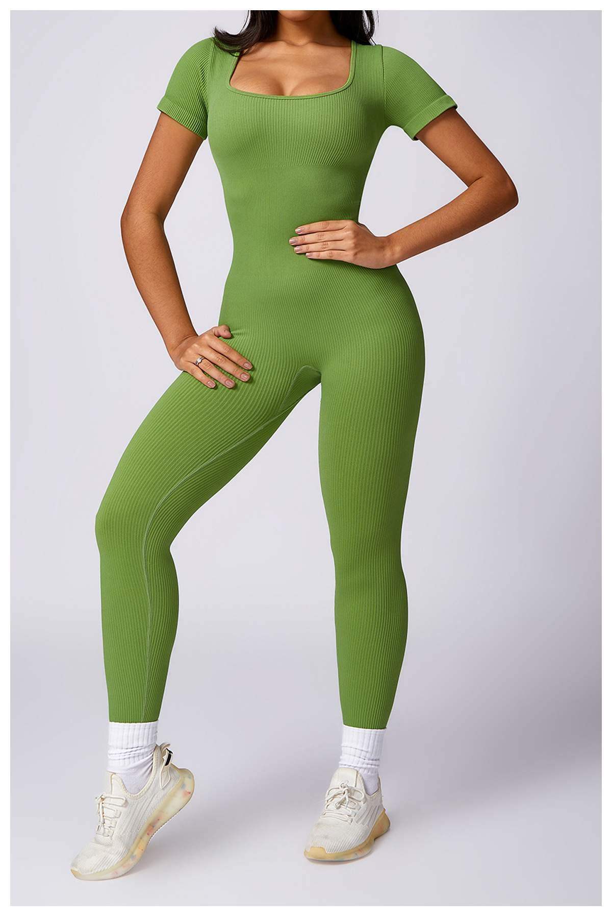 Gerippter nahtloser Yoga-Bodysuit