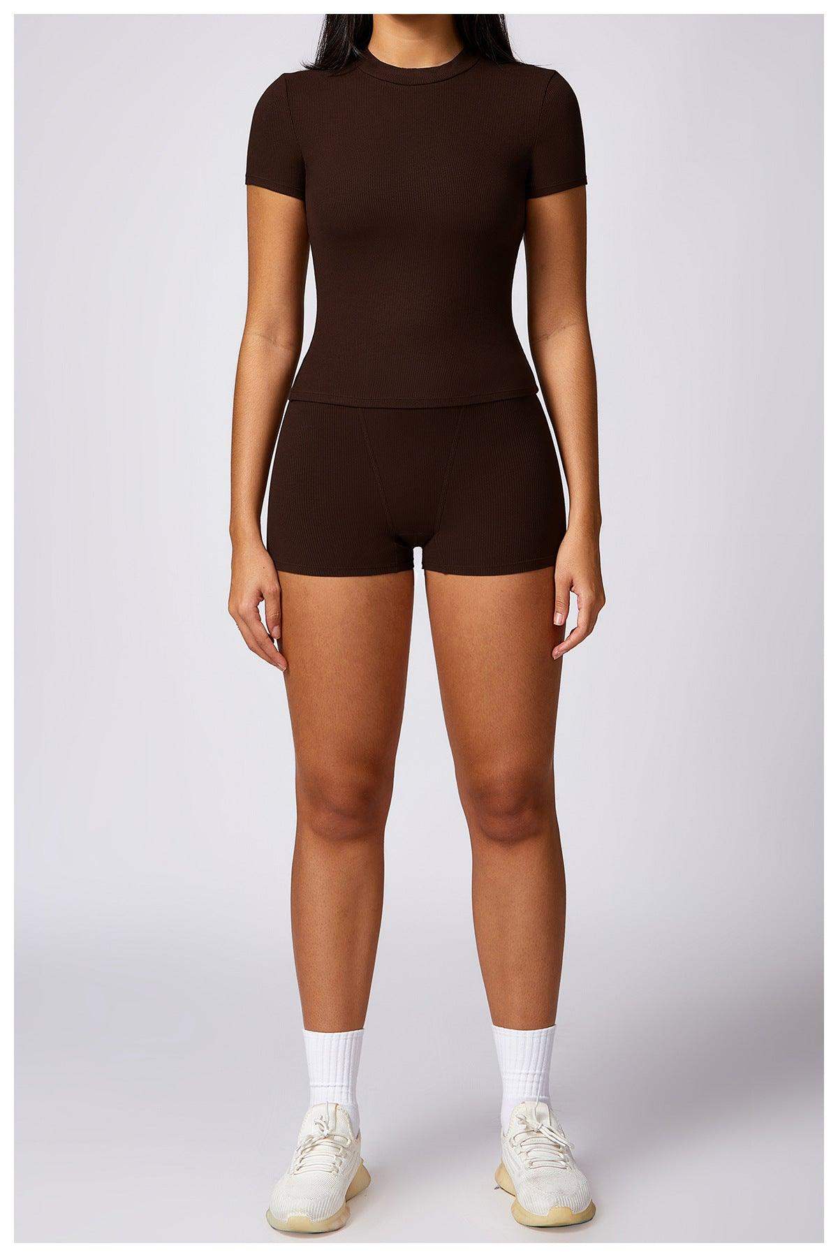 Schnelltrocknendes, eng anliegendes Yoga-Kurzarmshirt