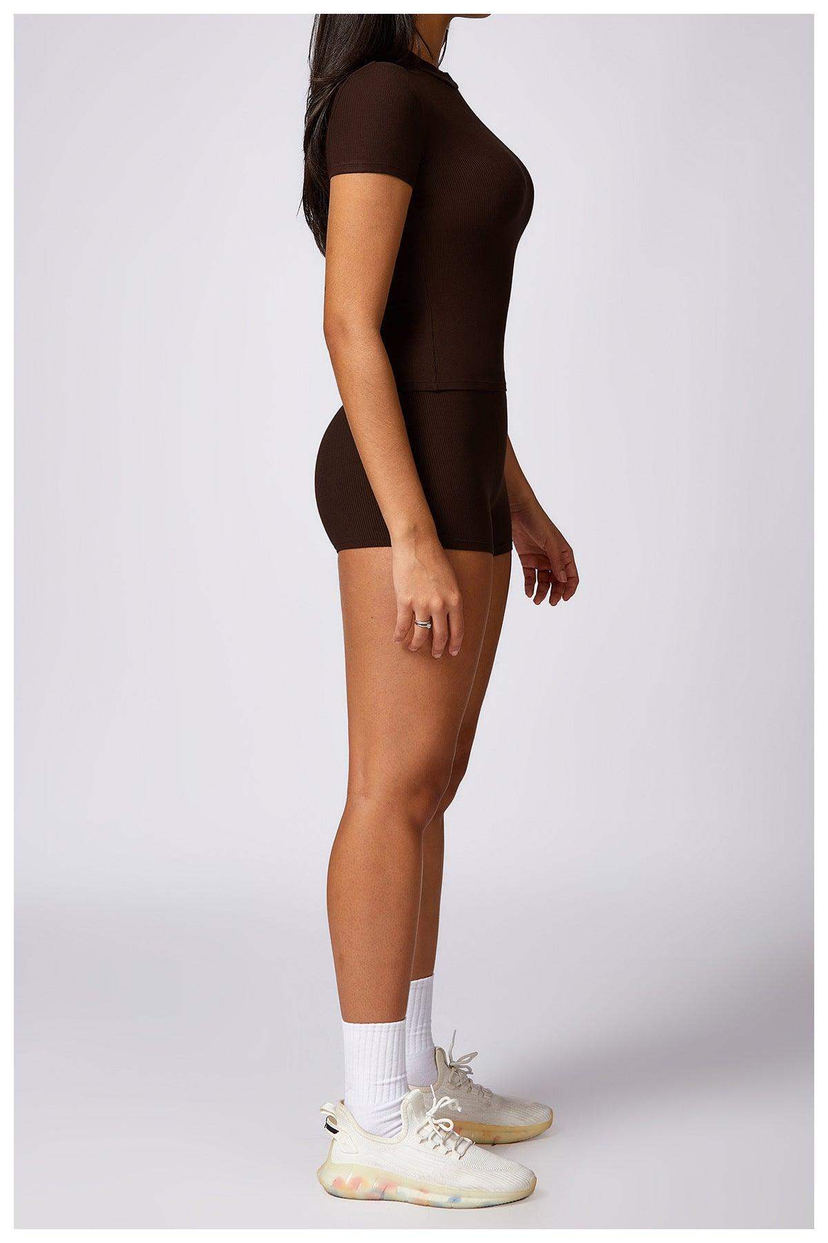 Schnelltrocknendes, eng anliegendes Yoga-Kurzarmshirt