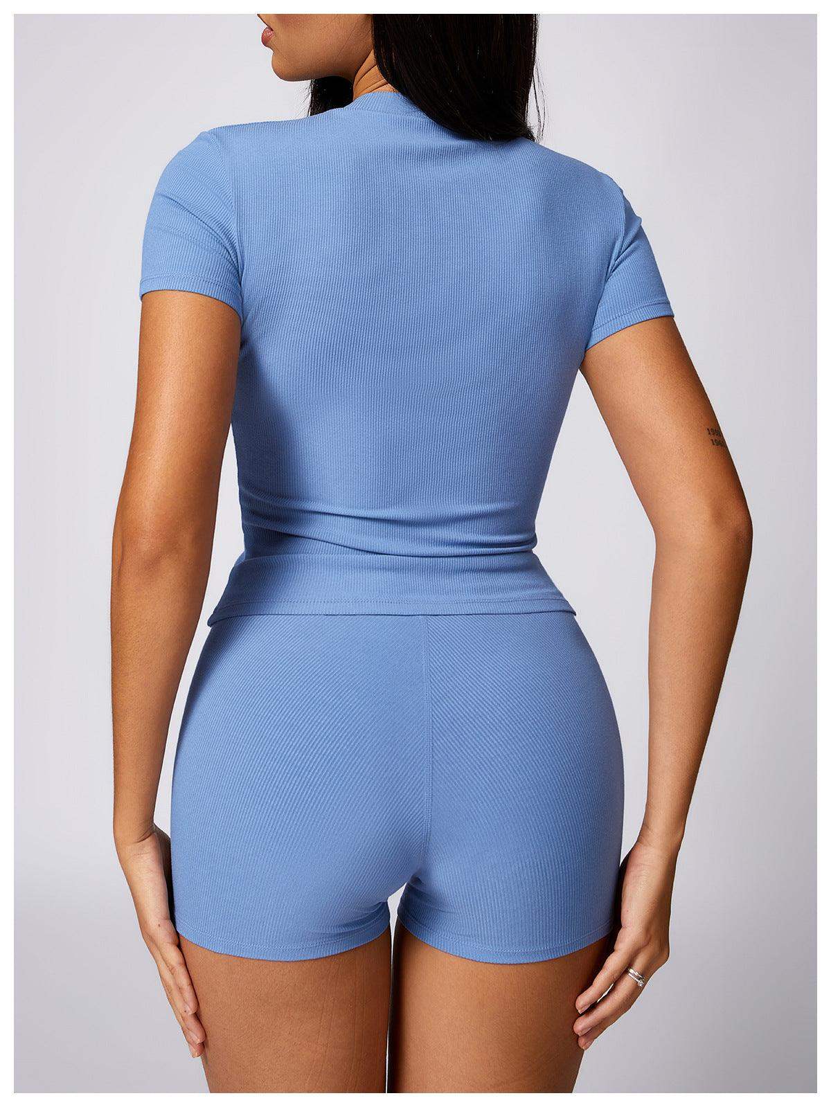 Schnelltrocknendes, eng anliegendes Yoga-Kurzarmshirt