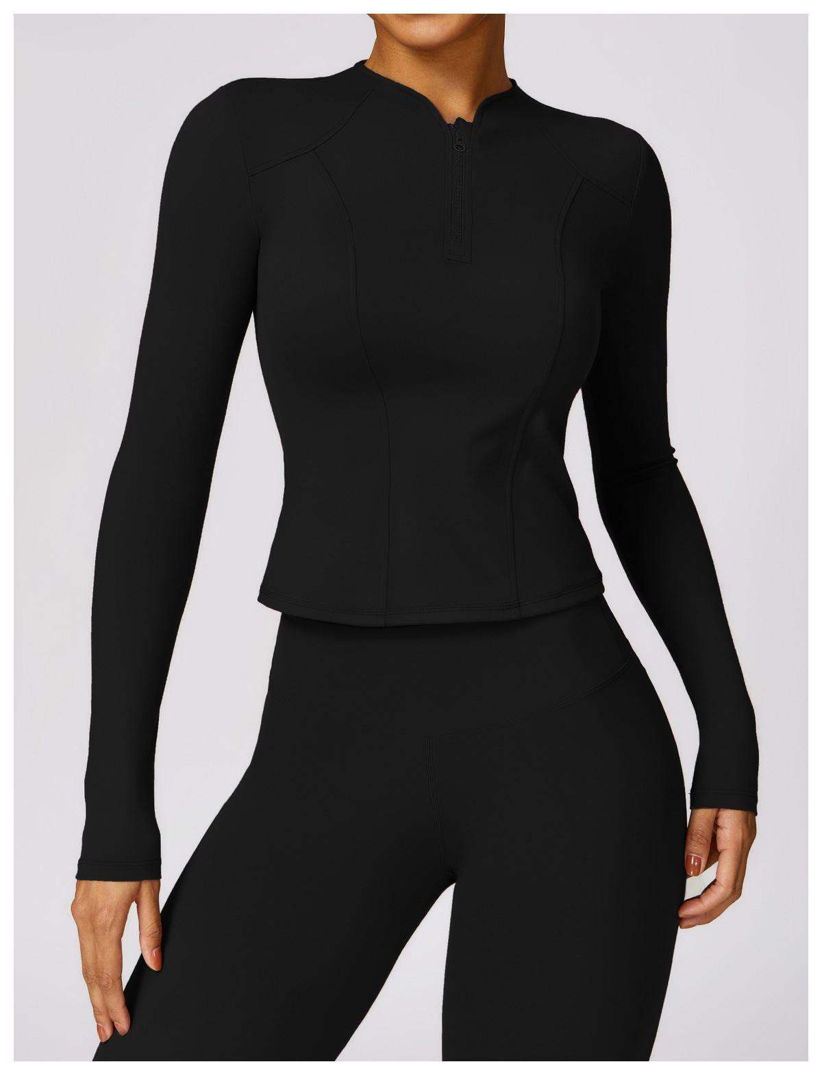 Langarm-Oberteil mit halbem Reißverschluss für Damen